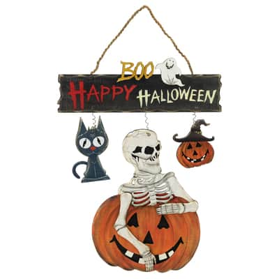 15 Skeleton With Jack O Lanterns Black Cat Happy Halloween Hanging