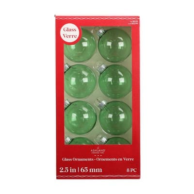 Ensemble de 8 boules de Noël en verre transparent de 65 mm dAshland