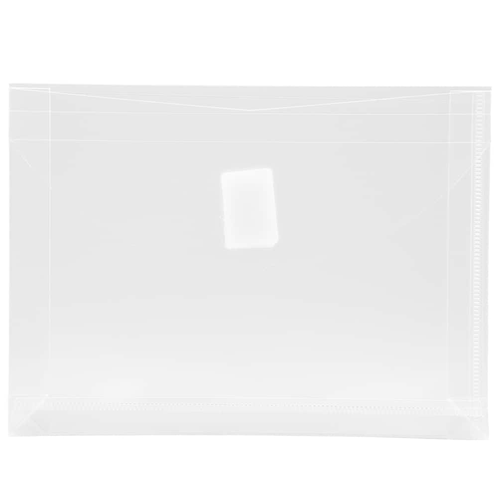 JAM Paper 5.5" x 7.5" Clear Plastic Hook & Loop Closure Envelopes, 12ct.