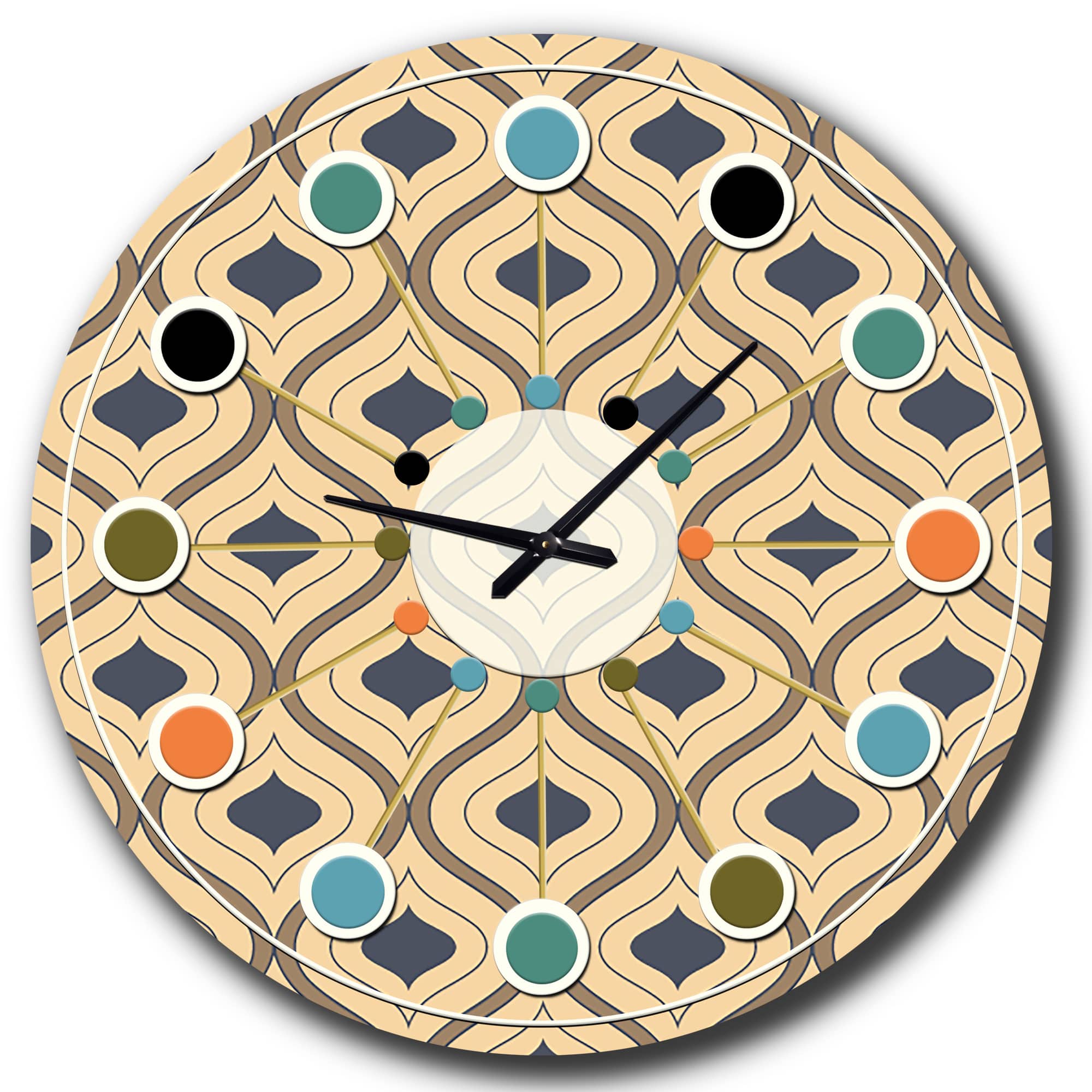 Designart 'Retro Ornamental Design Vii Mid-Century Modern Wall Clock