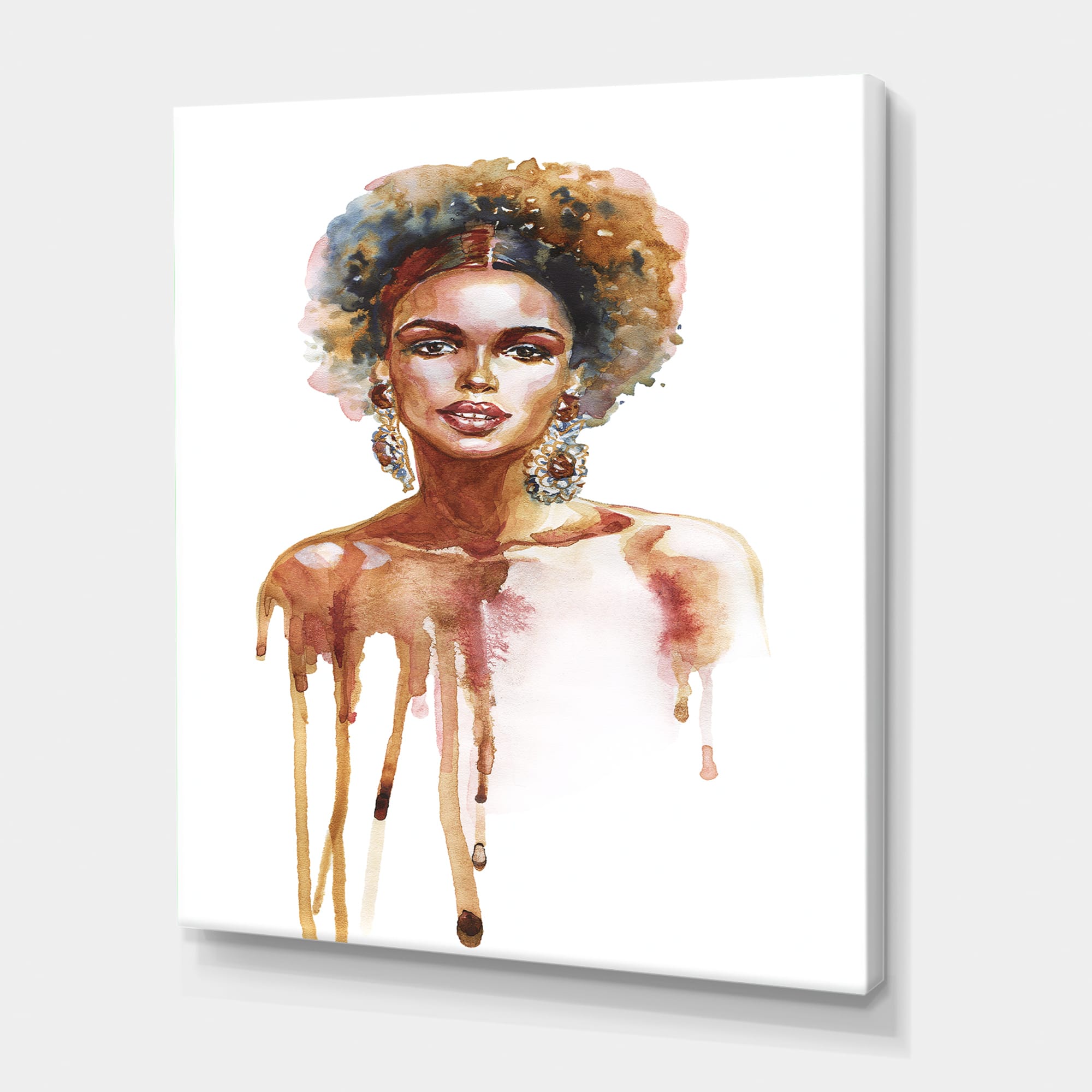 Designart - Portrait of African American Woman XIII - Modern Canvas Wall Art Print