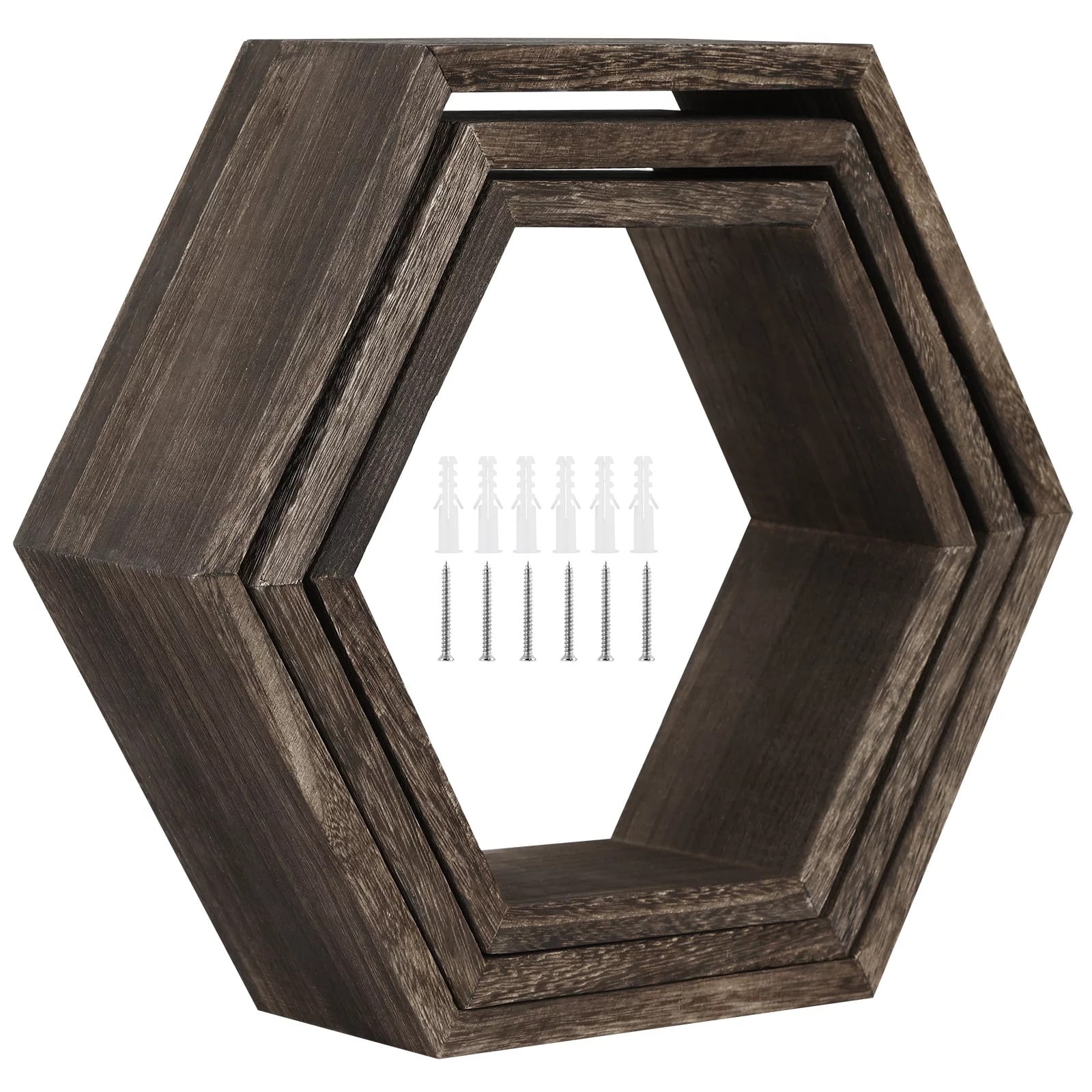 Rustic Dark Brown Floating Shelf Set