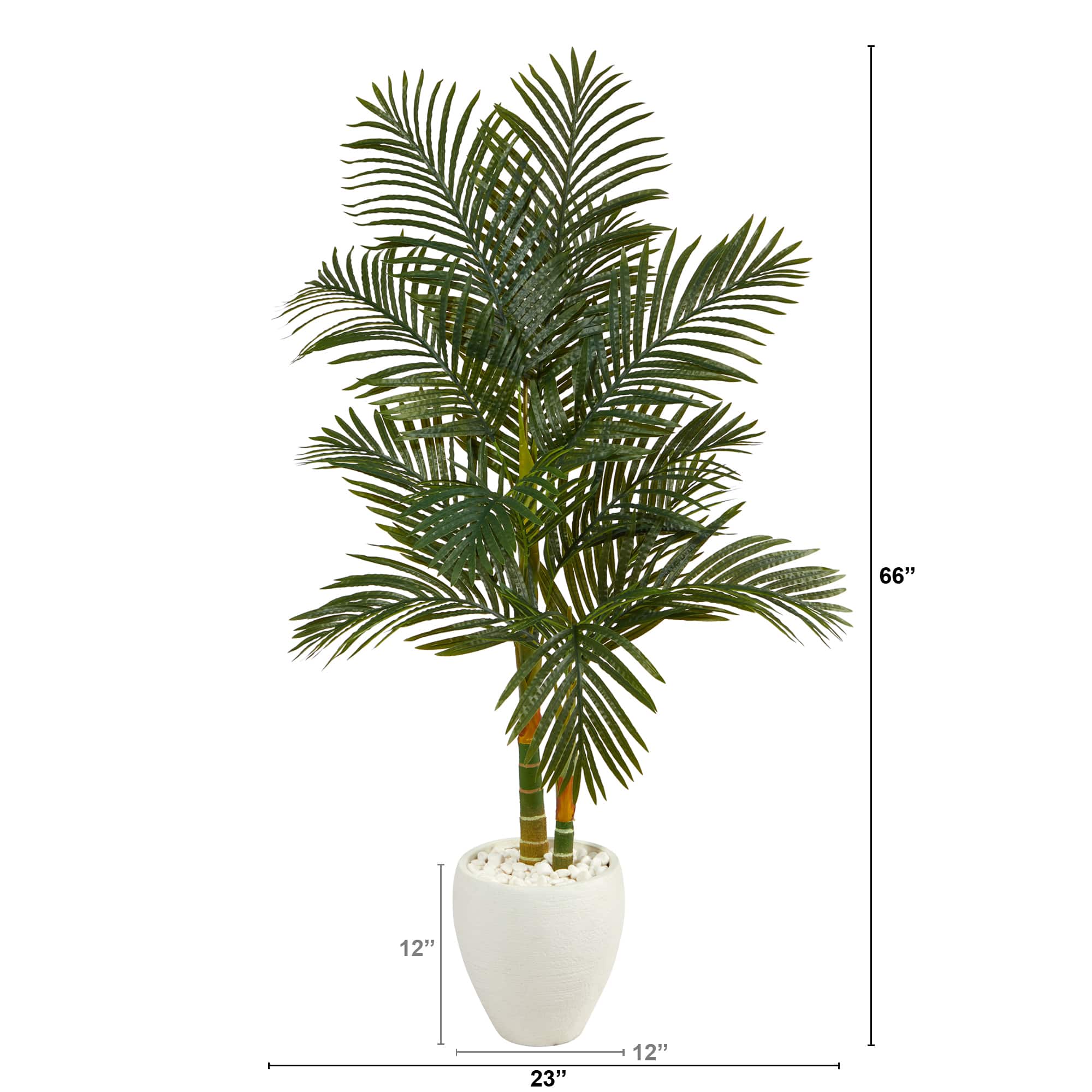 5.5ft. Golden Cane Artificial Palm Tree in White Planter