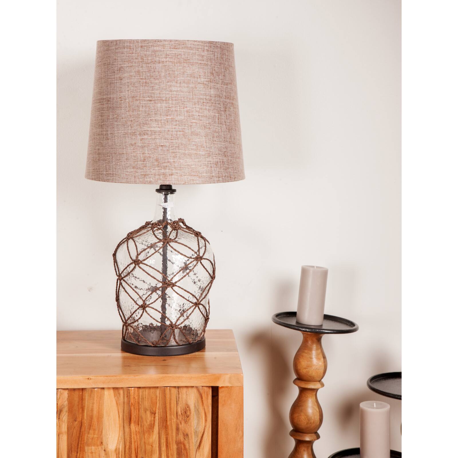29" Brown Glass & Iron Coastal Table Lamp