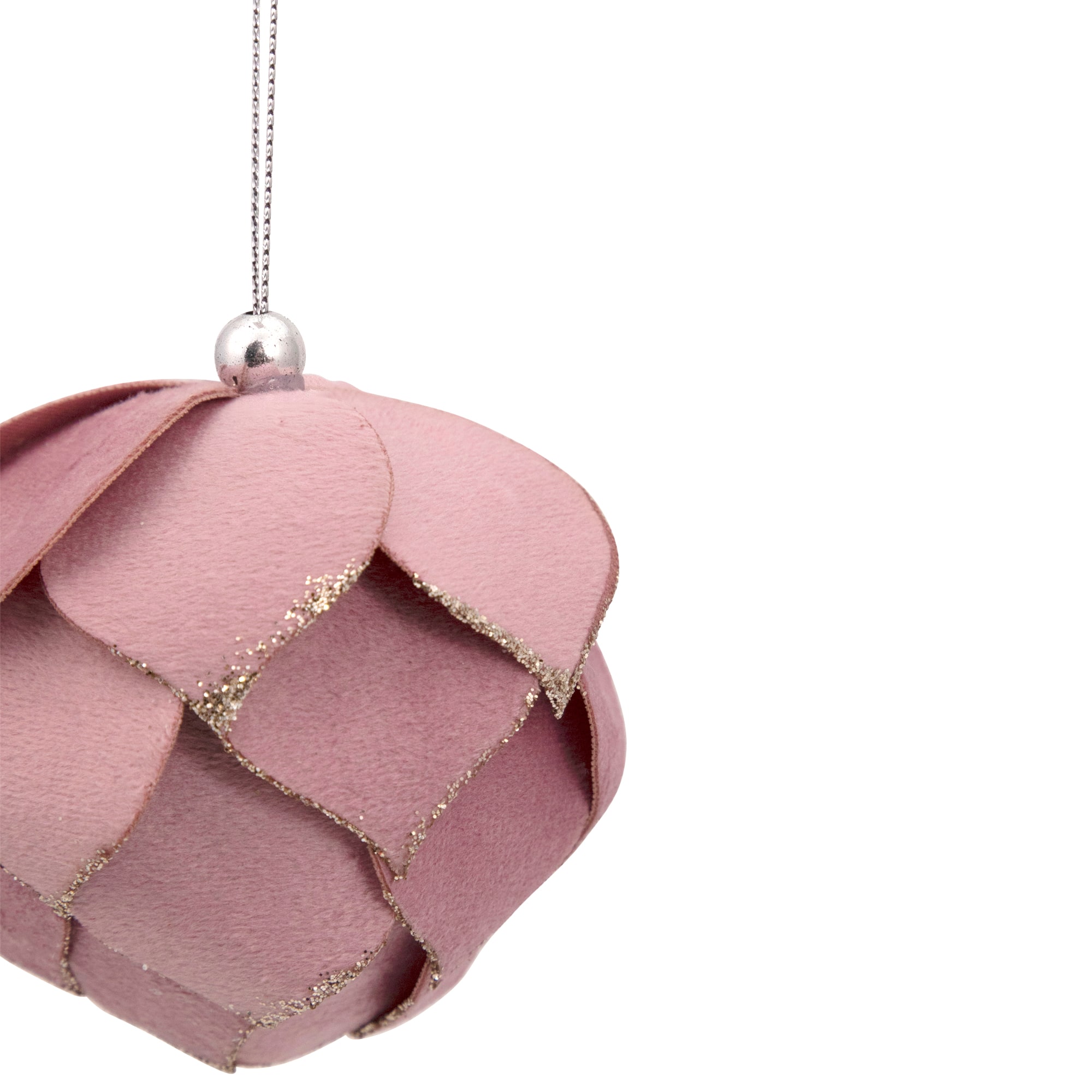 5" Pink Flower Glitter Petal Shatterproof Ball Ornament