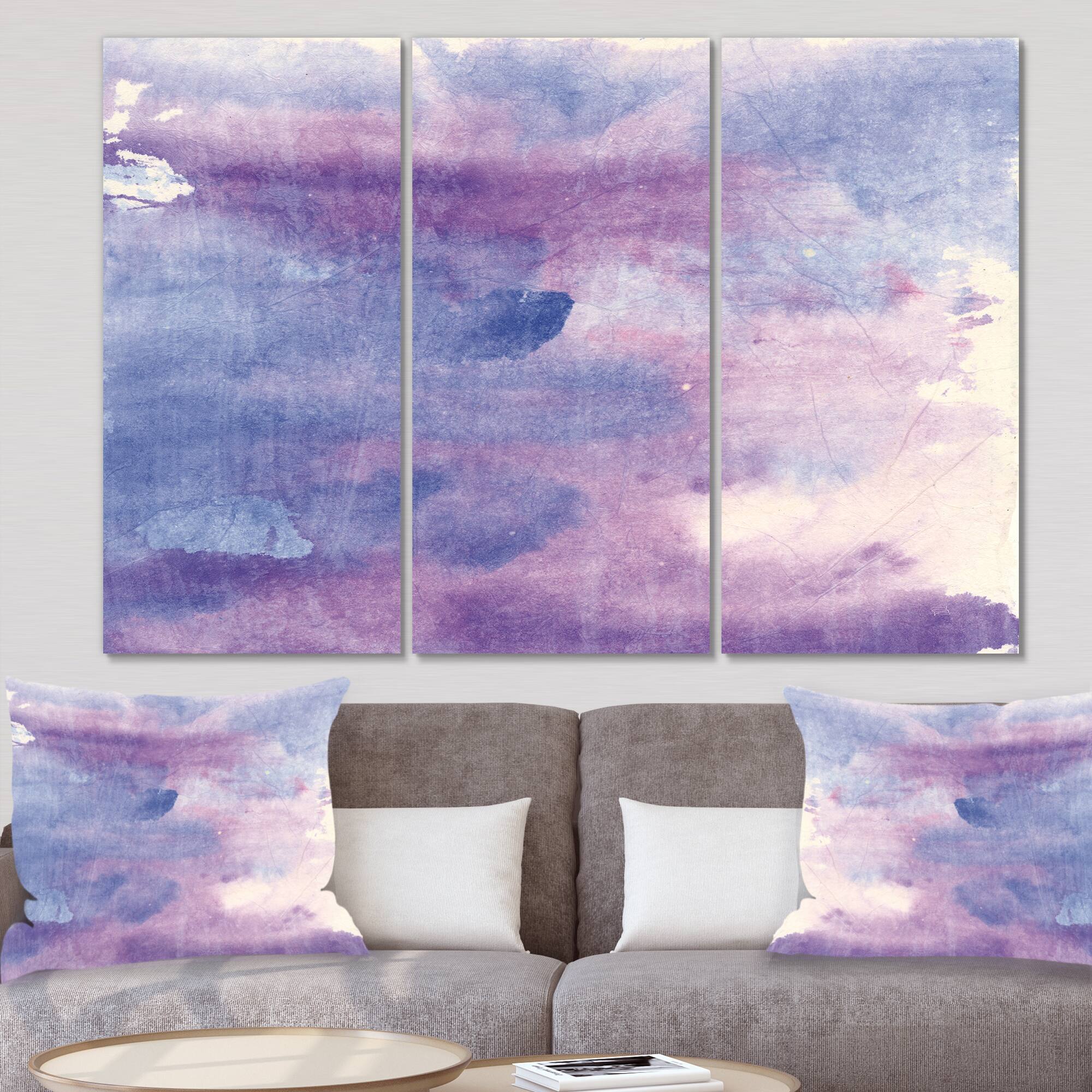Designart - Watercolor Purple Haze II - Modern Canvas Artwork