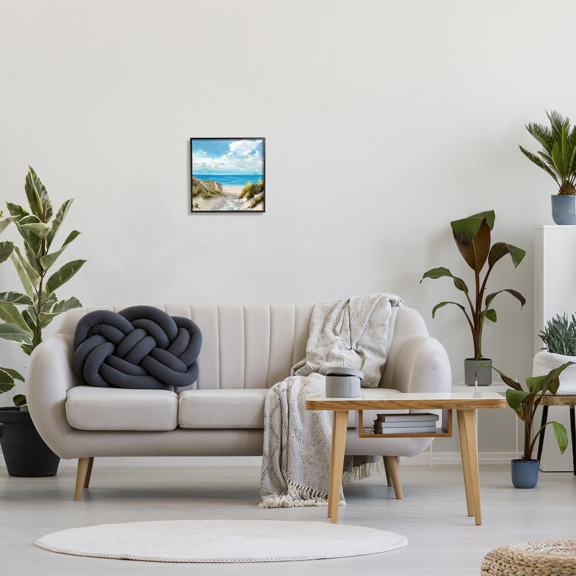 Stupell Industries Coastal Path to Beach Nautical Grass Cloudy Summer Sky in Frame Wall Art