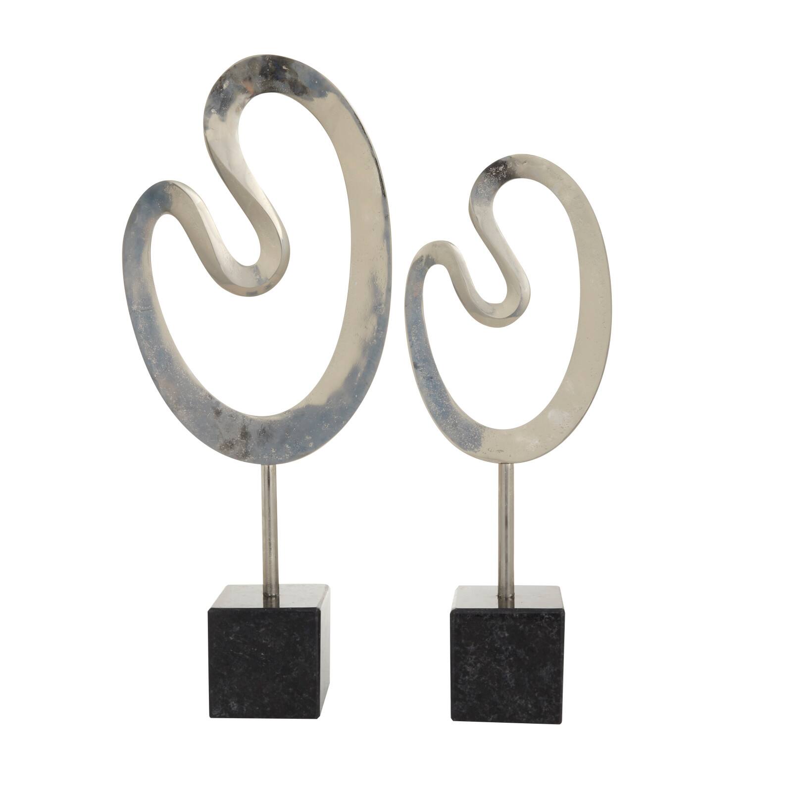 CosmoLiving by Cosmopolitan Silver Marble Contemporary Sculpture, 24" x 21"