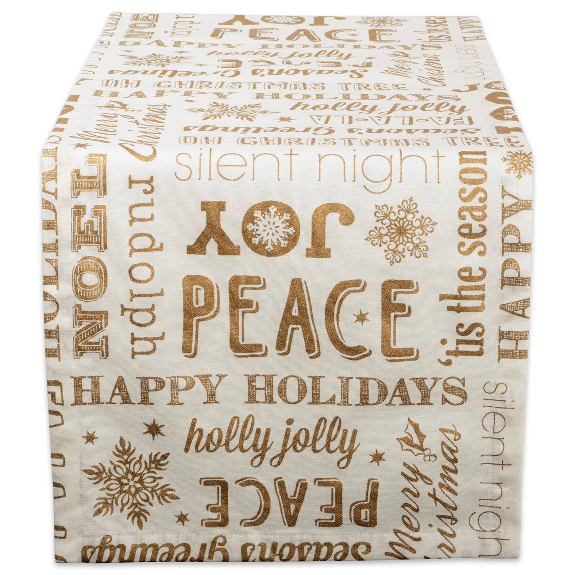 DII® 108" Gold Christmas Collage Table Runner