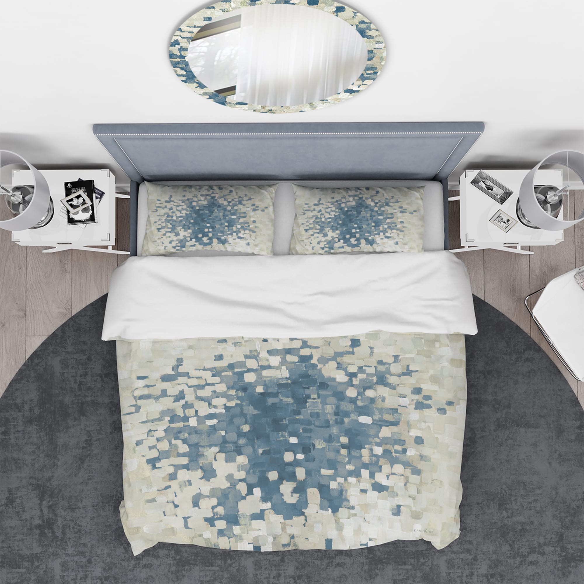 Designart 'Geometric Blue Spots' Geometric Bedding Set - Duvet Cover & Shams