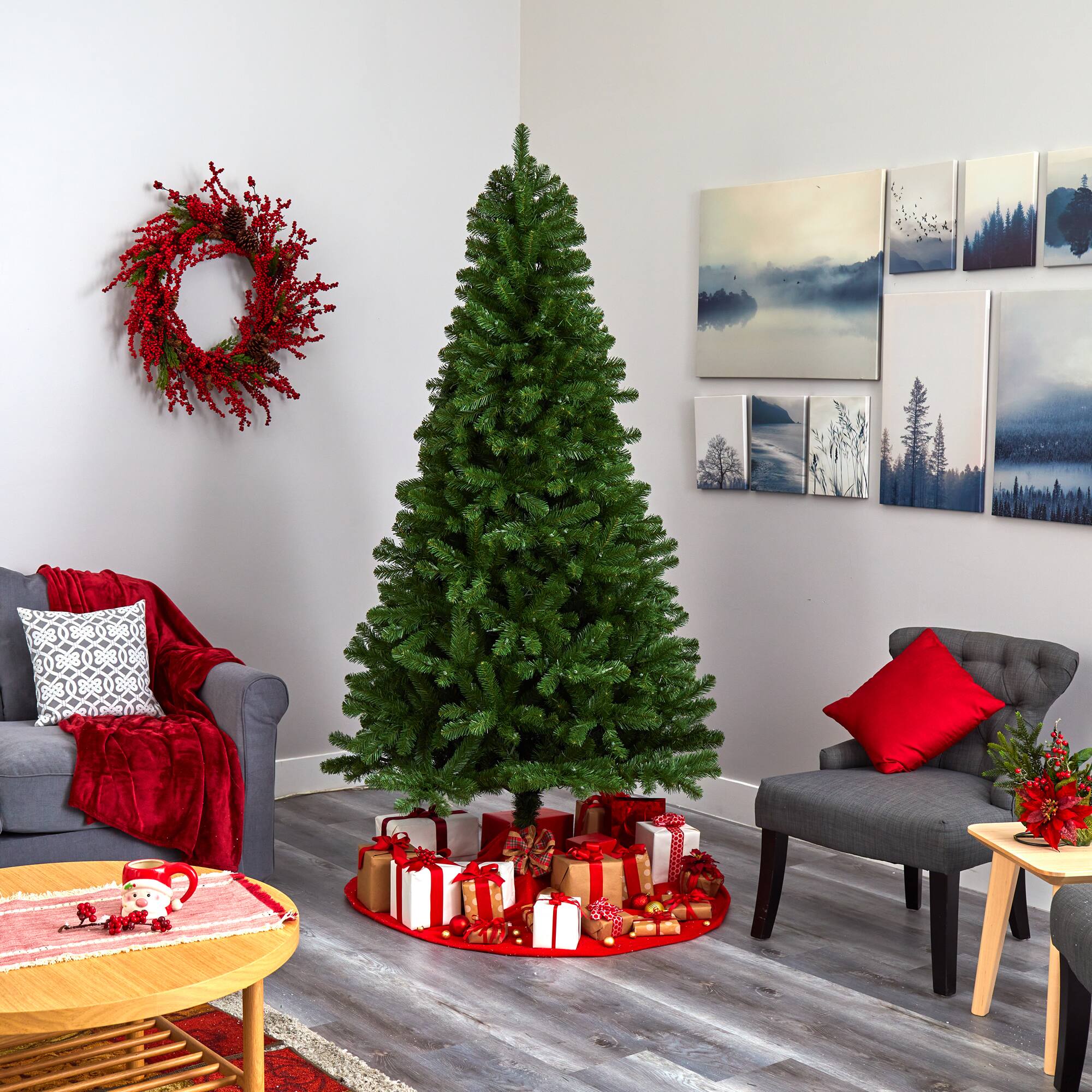 7.5ft. Pre-Lit Virginia Fir Artificial Christmas Tree, Clear Lights