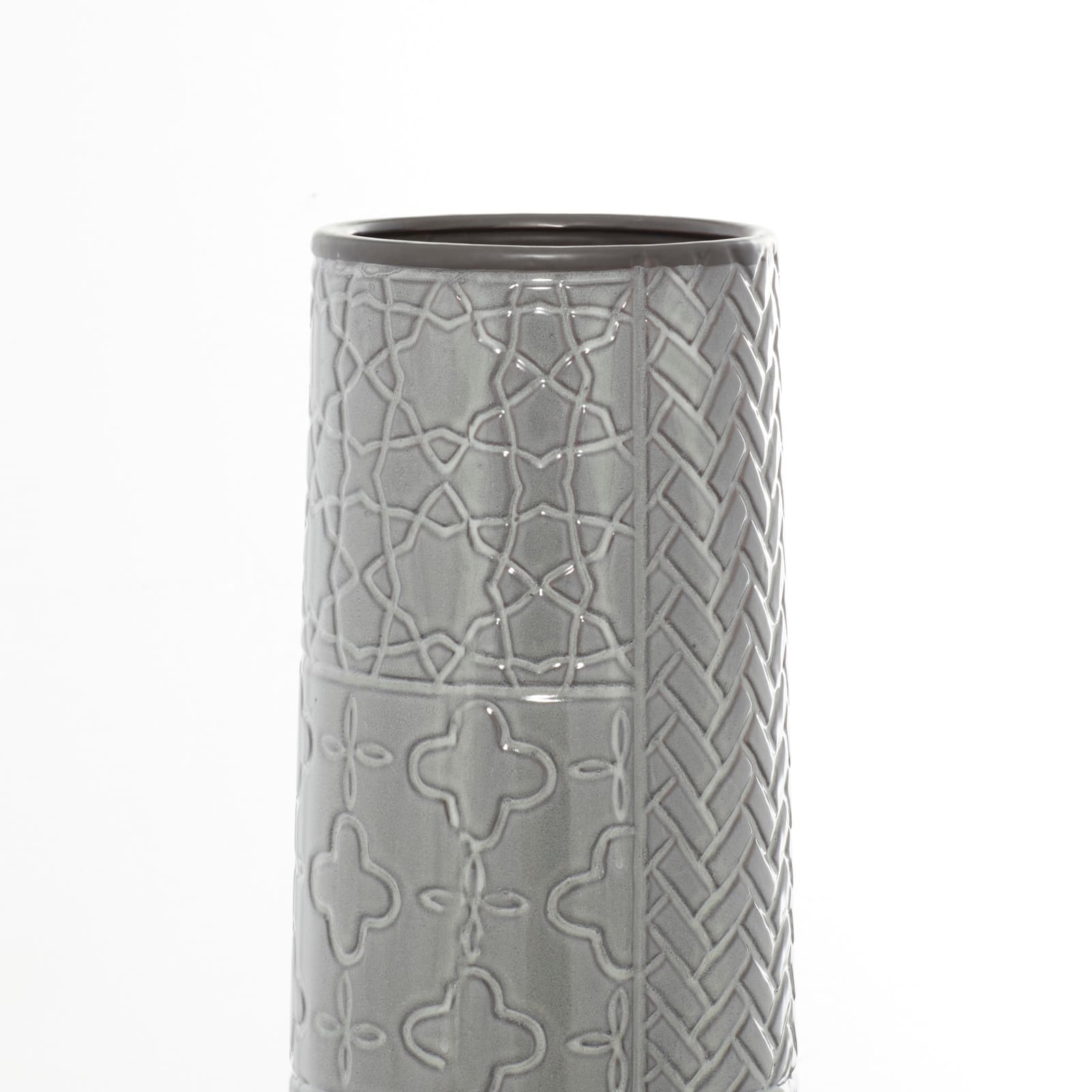 30" Gray Stoneware Eclectic Vase