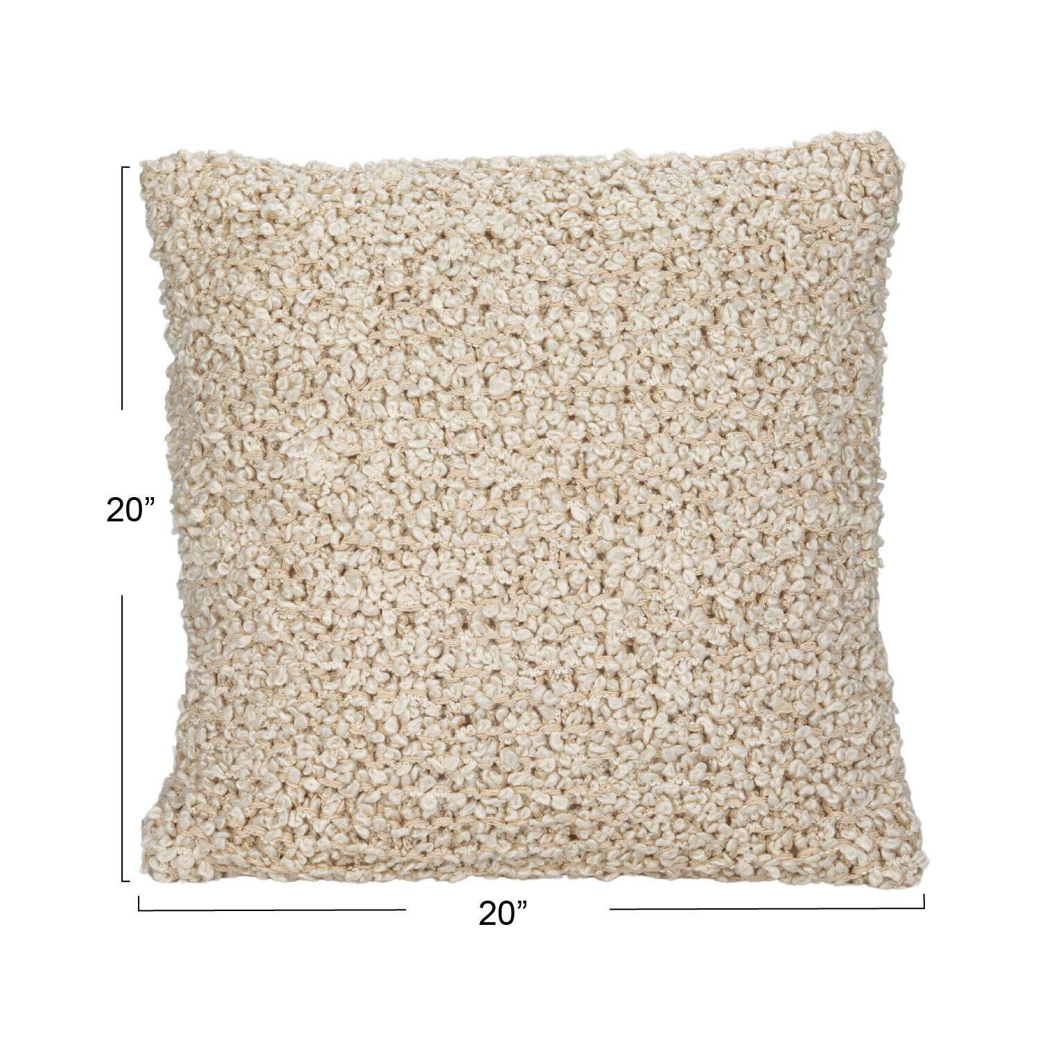 Hello Honey® 20" Cream Woven Cotton Blend Bouclé Pillow