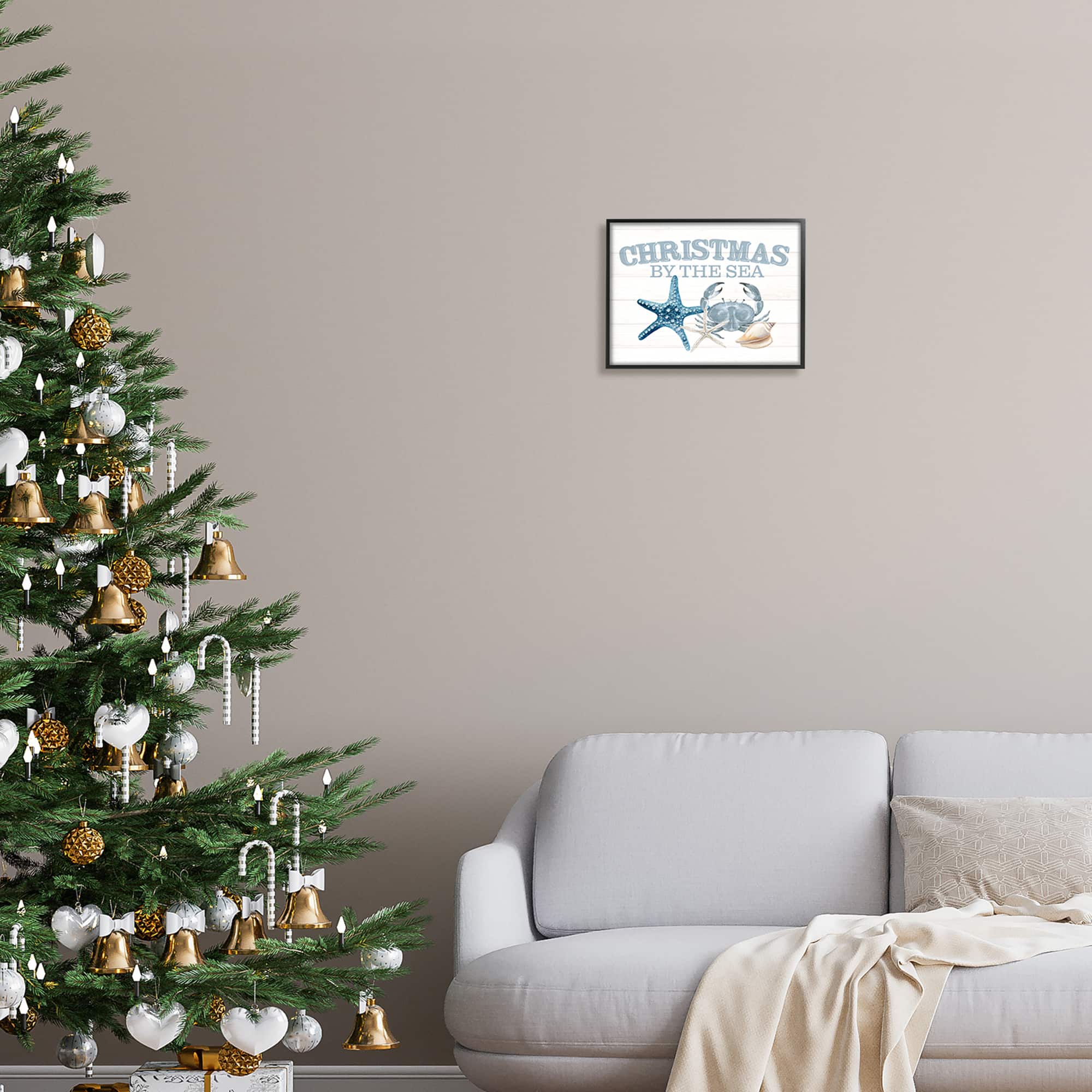 Stupell Industries Christmas By The Sea Nautical Framed Giclee Art