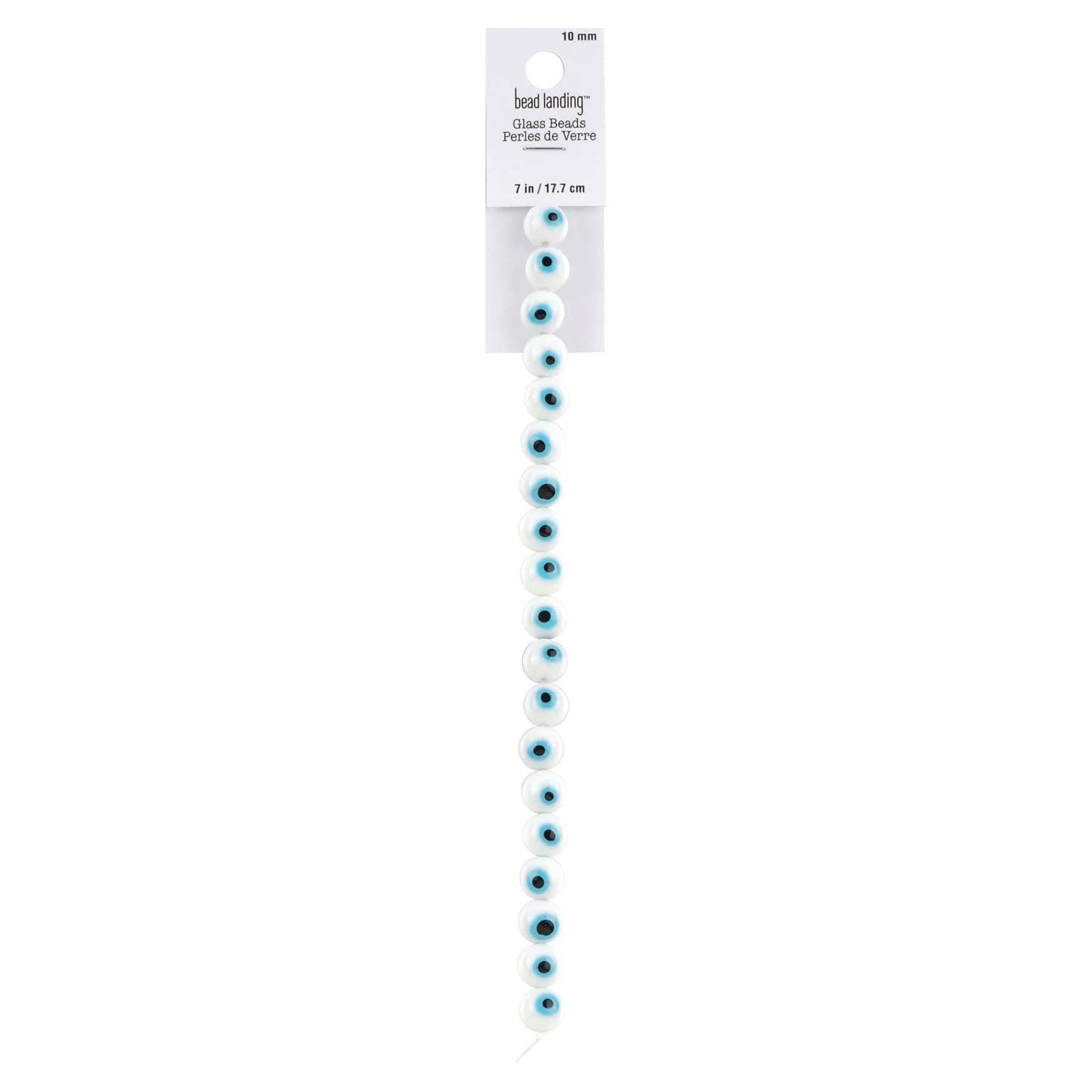 White Evil Eye Glass Round Beads by Bead Landing