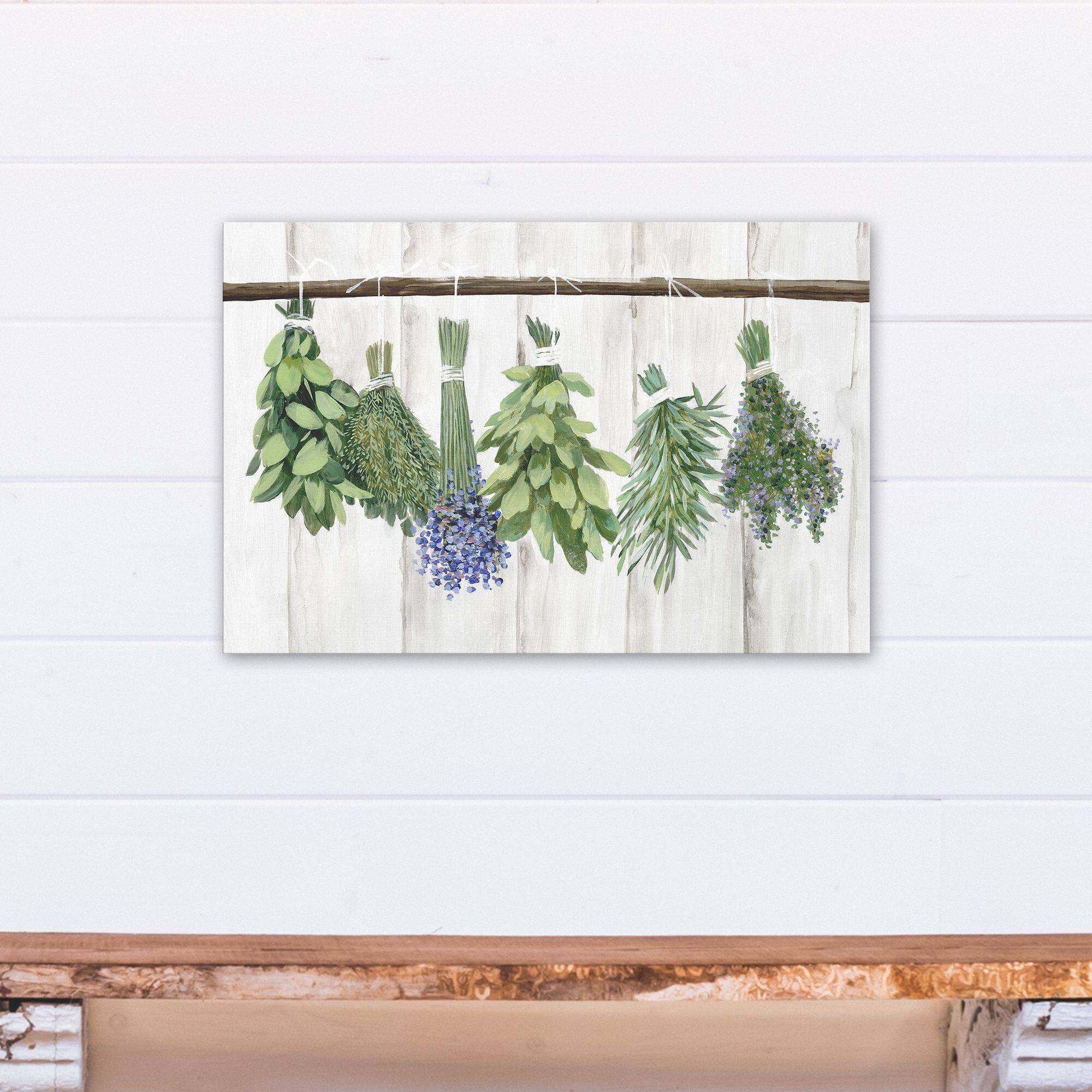 Whitewash Hanging Herbs Canvas Wall Art