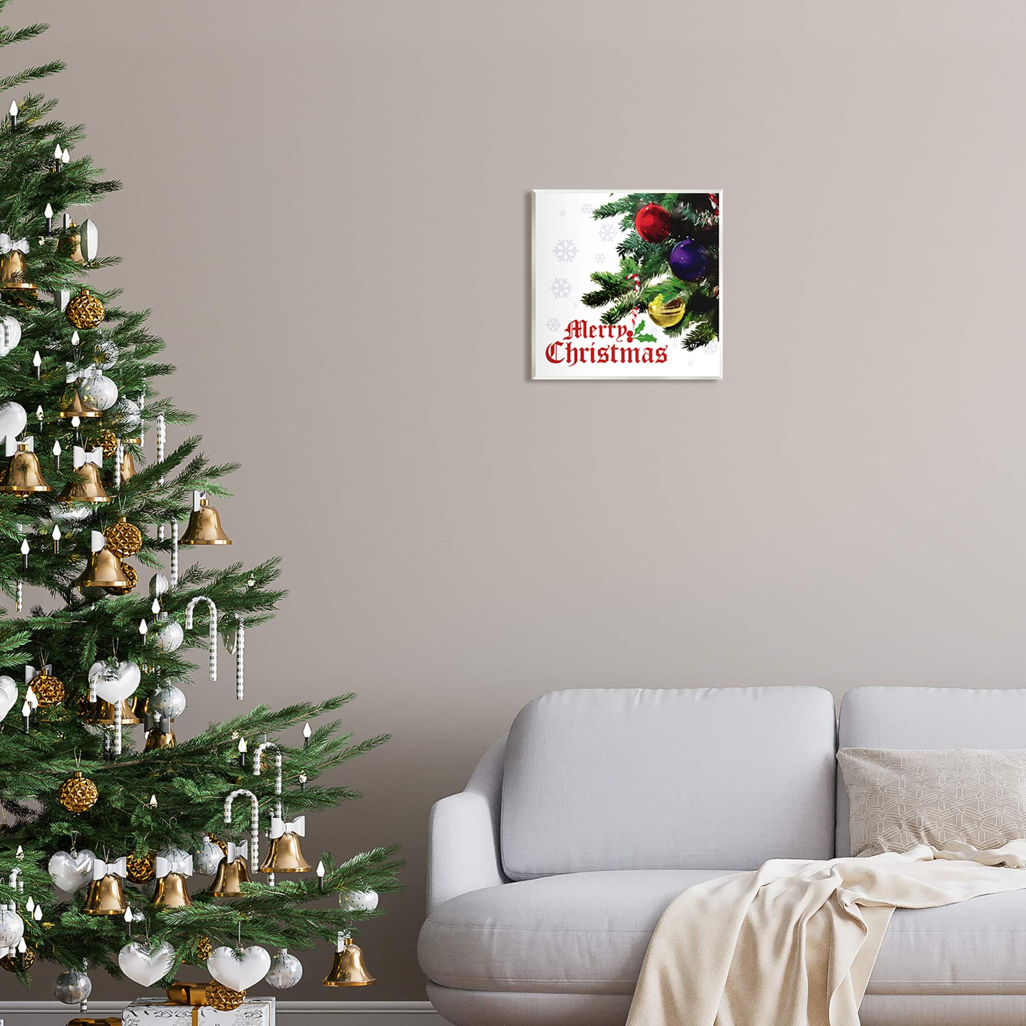 Stupell Industries Merry Christmas Snowflake Pattern Wall Plaque Art