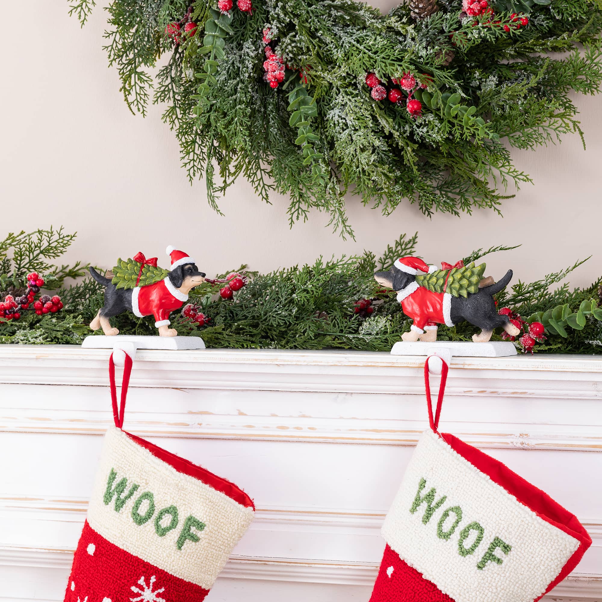 Glitzhome® Set of 2 Resin Dachshund Stocking Holders