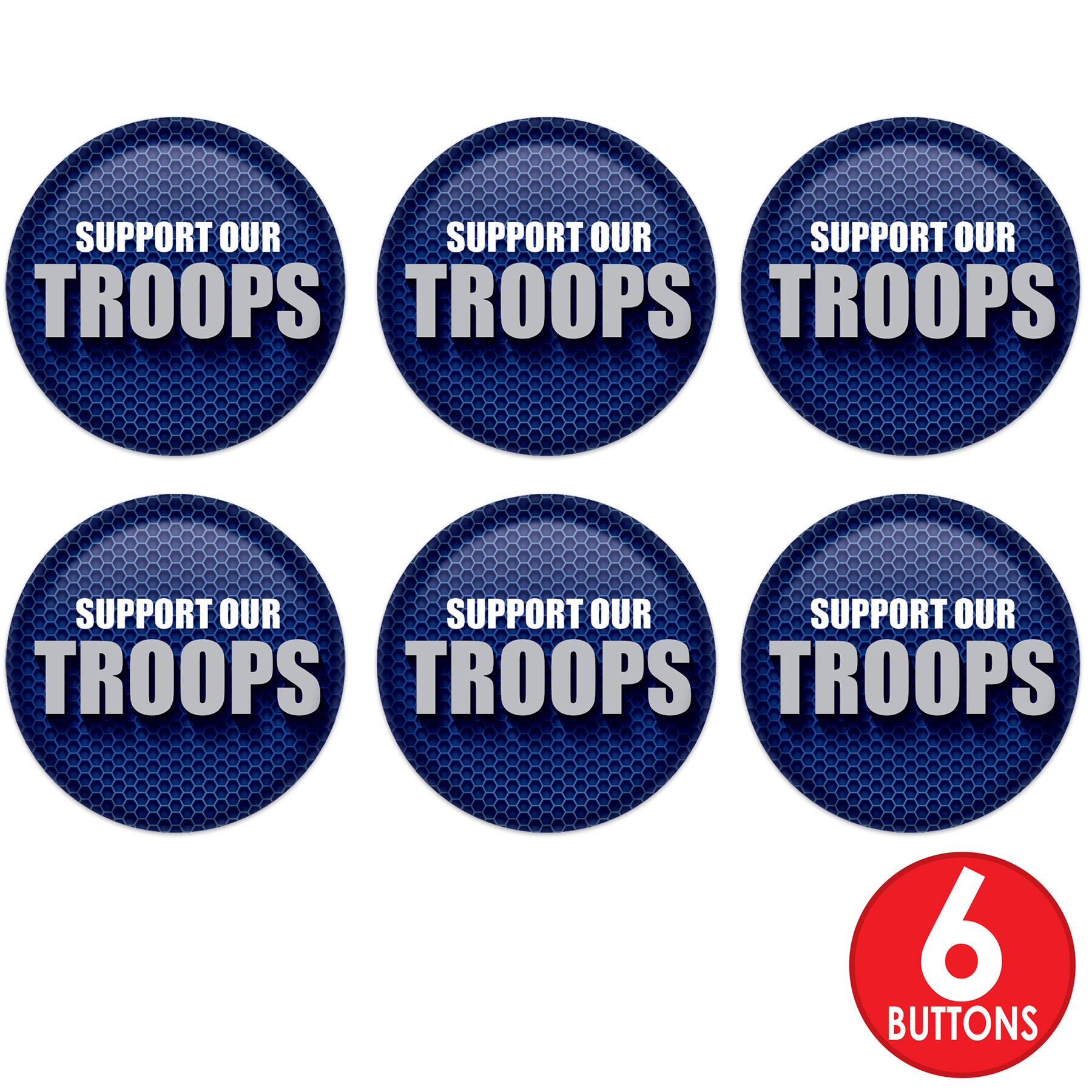 Beistle 2" Blue & Silver Support Our Troops Buttons, 6ct.