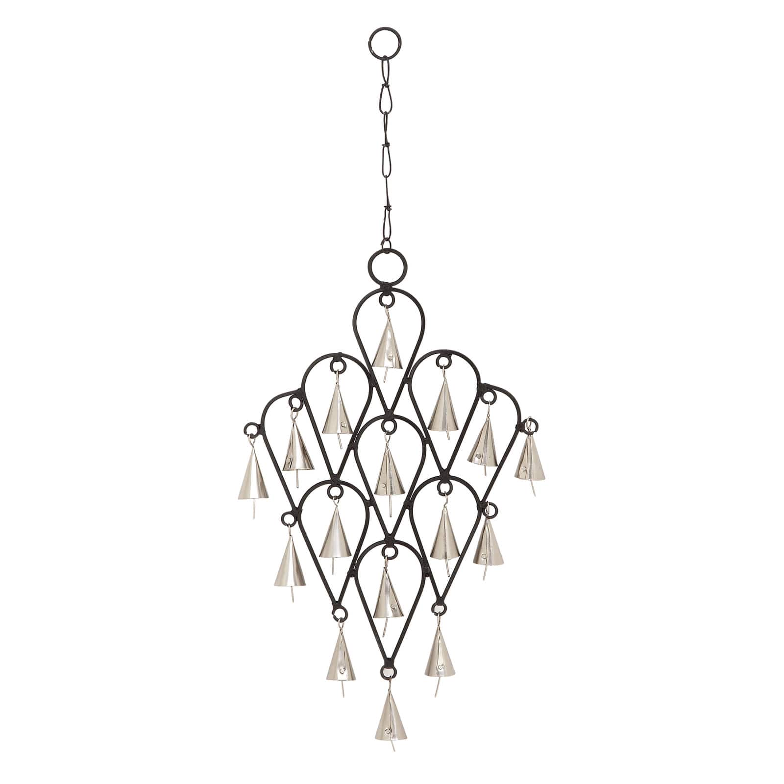 Black Metal Eclectic Windchime, 9" x 1" x 22"