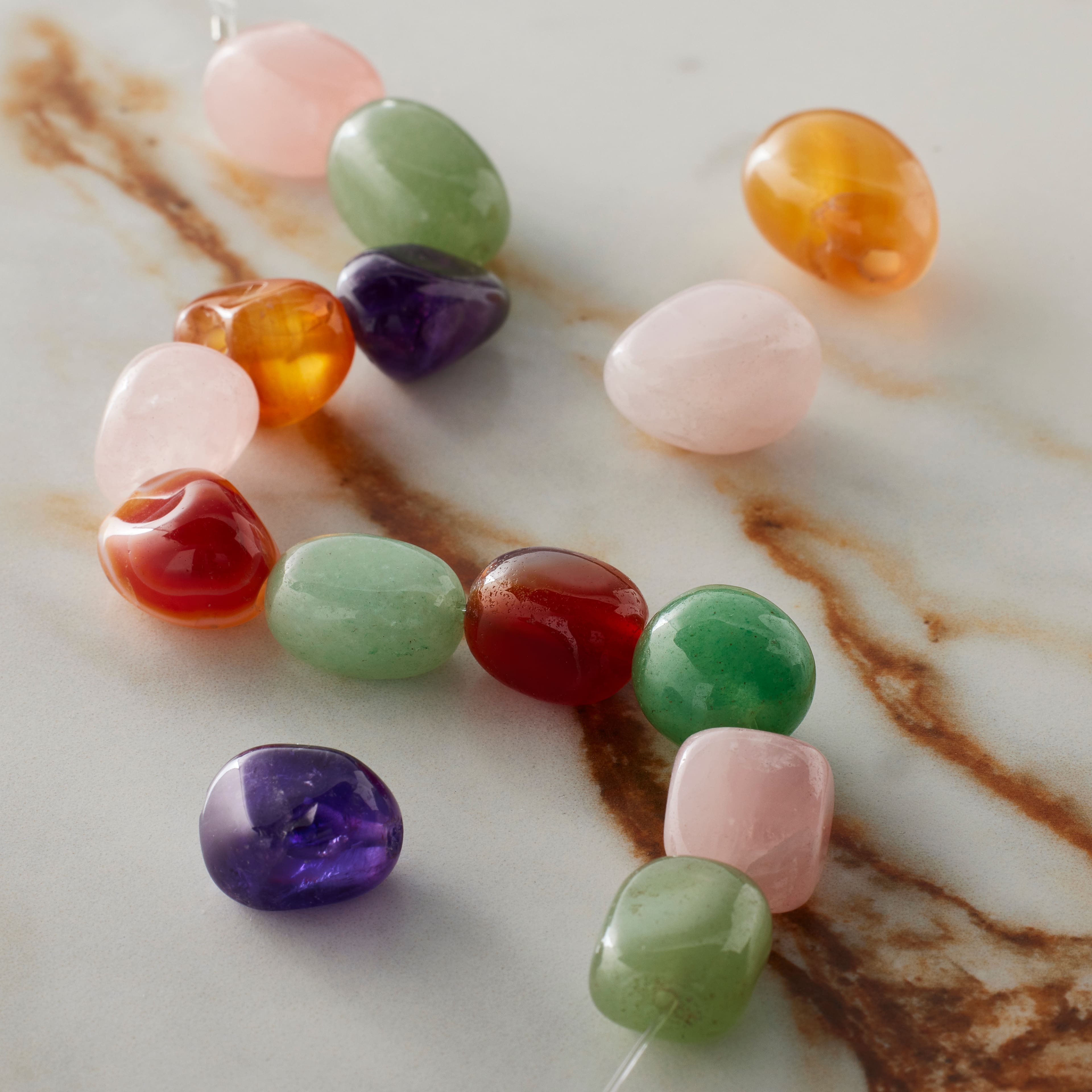 12 Pack: Multicolored Stone Irregular Oval Bead Mix by Bead Landing™