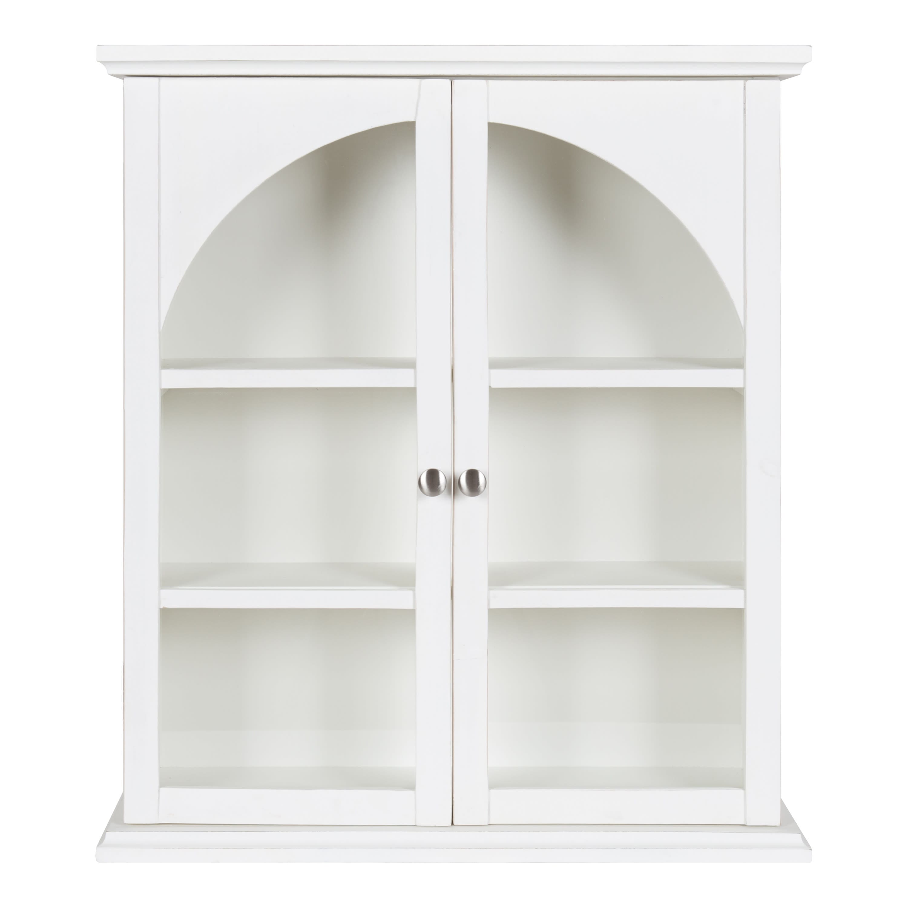 Kate and Laurel White Walsted Decorative Wood Arch Cabinet