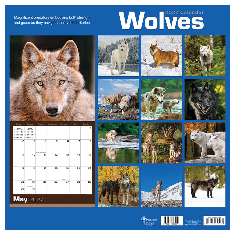 2027 Wolves Wall Calendar