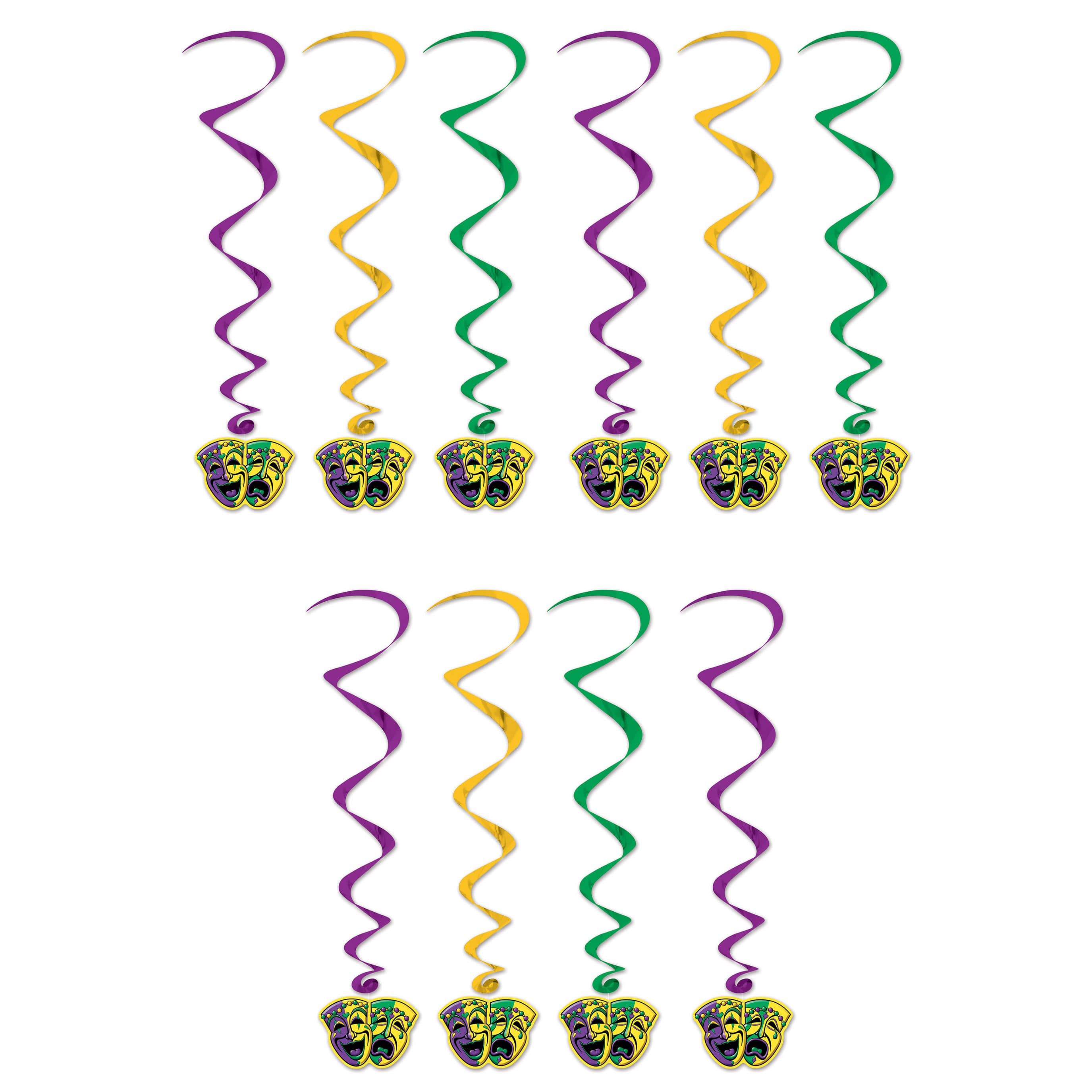 Beistle 3ft. Purple, Gold & Green Mardi Gras Whirls, 10ct.