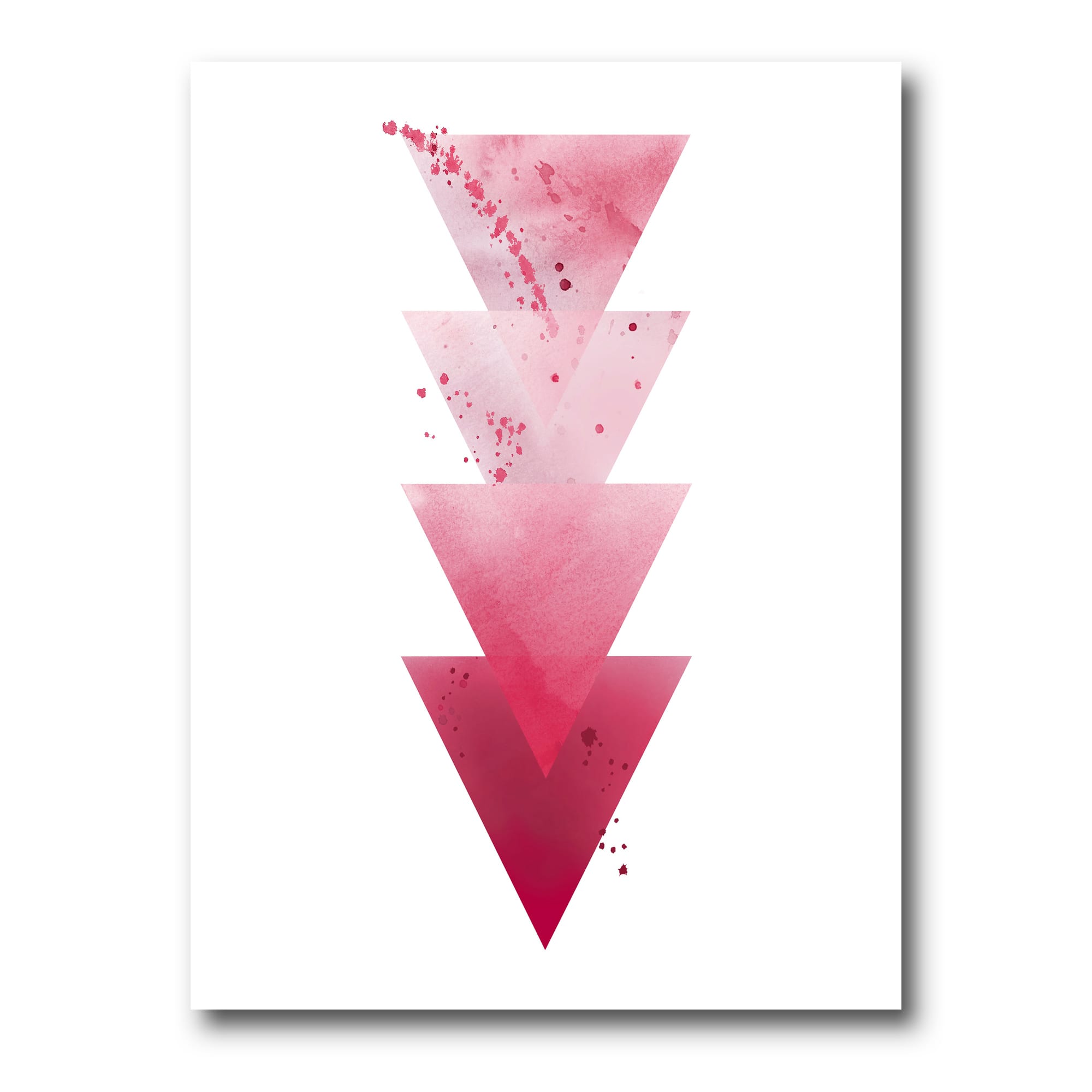 Designart - Red Triangles Abstract Geometric Art Composition - Modern Canvas Wall Art Print