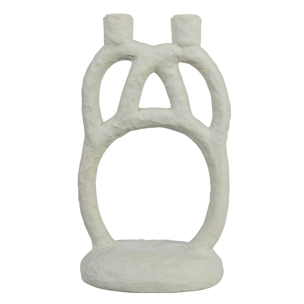 Hello Honey® 12" Ivory Modern Sculptural Double Taper Candle Holder