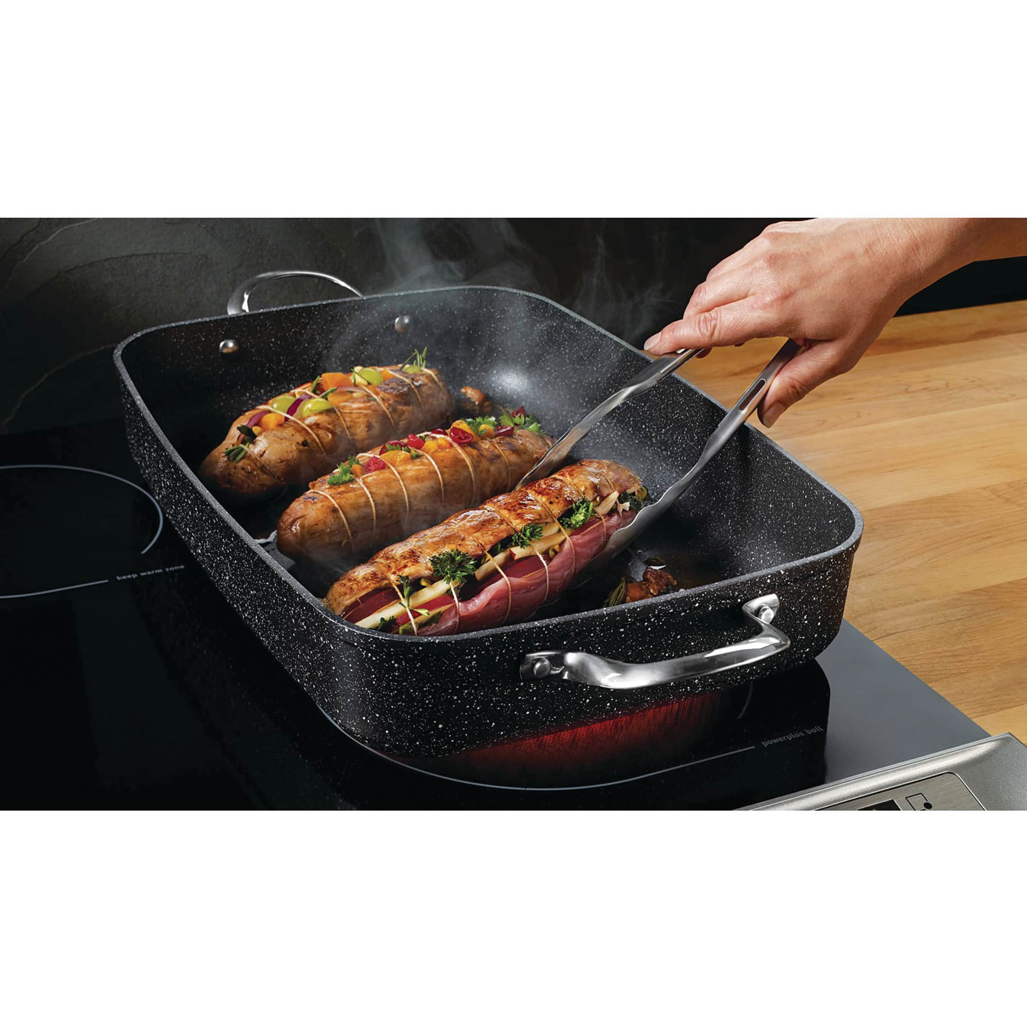 THE ROCK by Starfrit 17" Roaster With Rack & Stainless Steel Handles