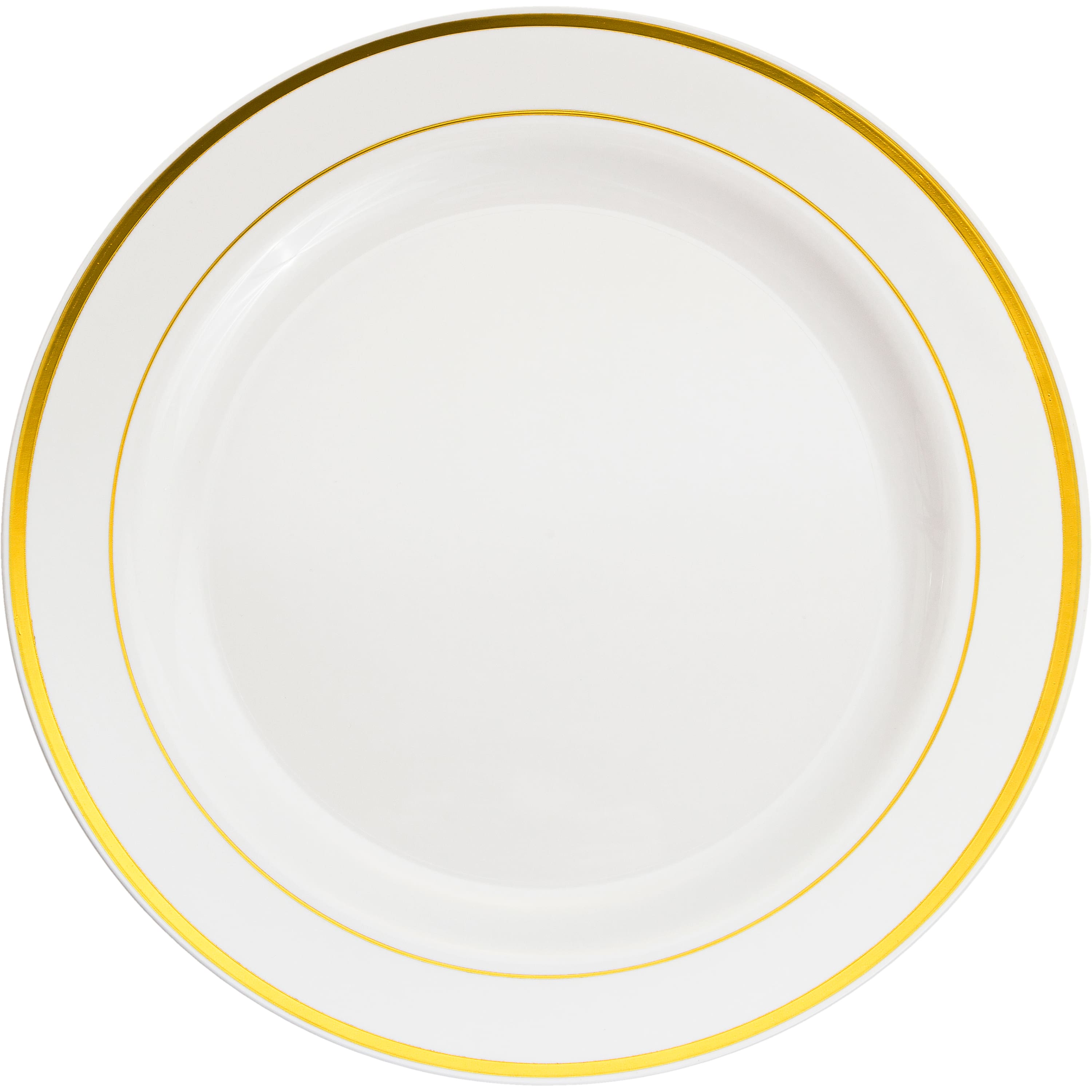 12 Packs: 10 ct. (120 total) 10.3" Round Banquet Plates with Gold Trim by Celebrate It™