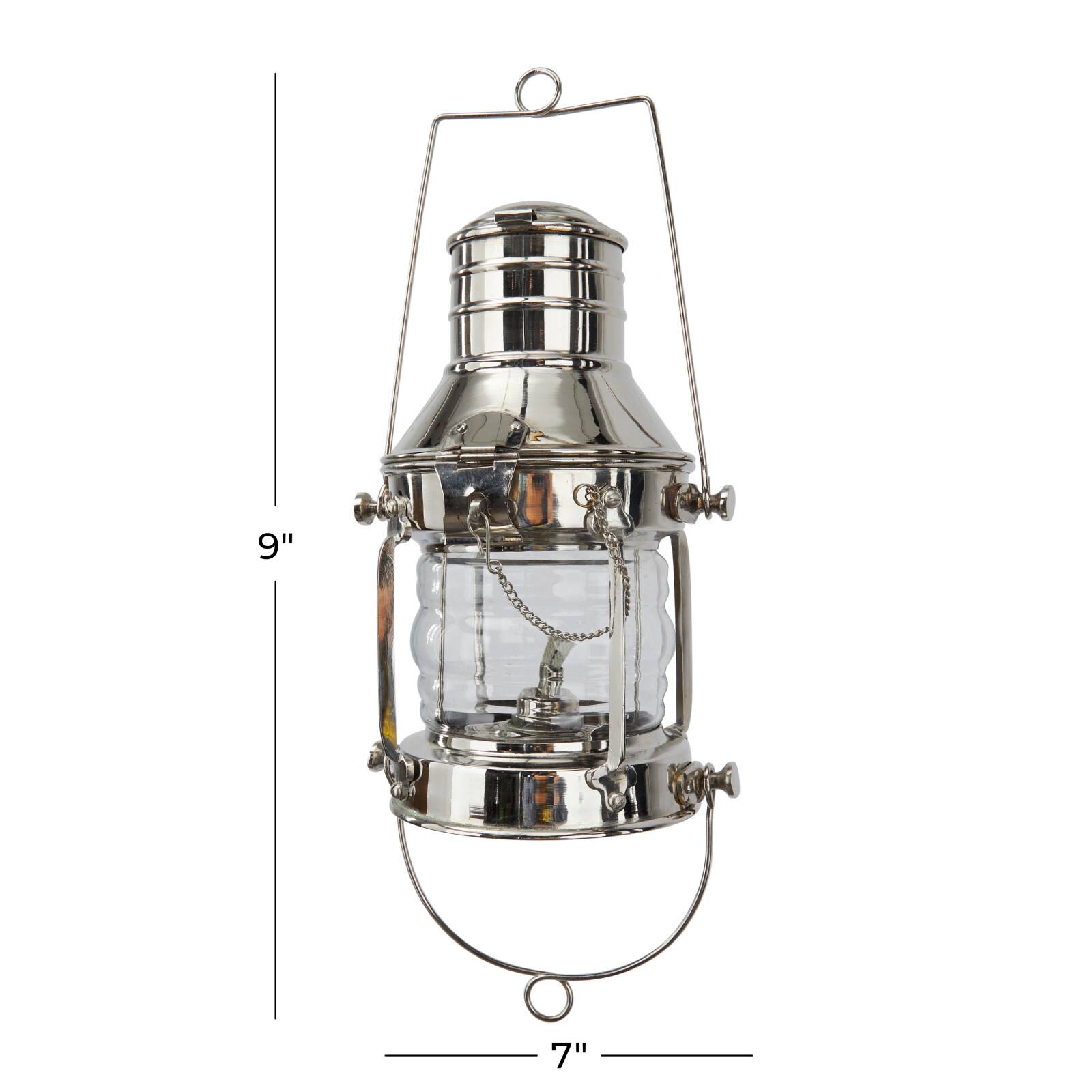 9" Silver Brass Candle Lantern