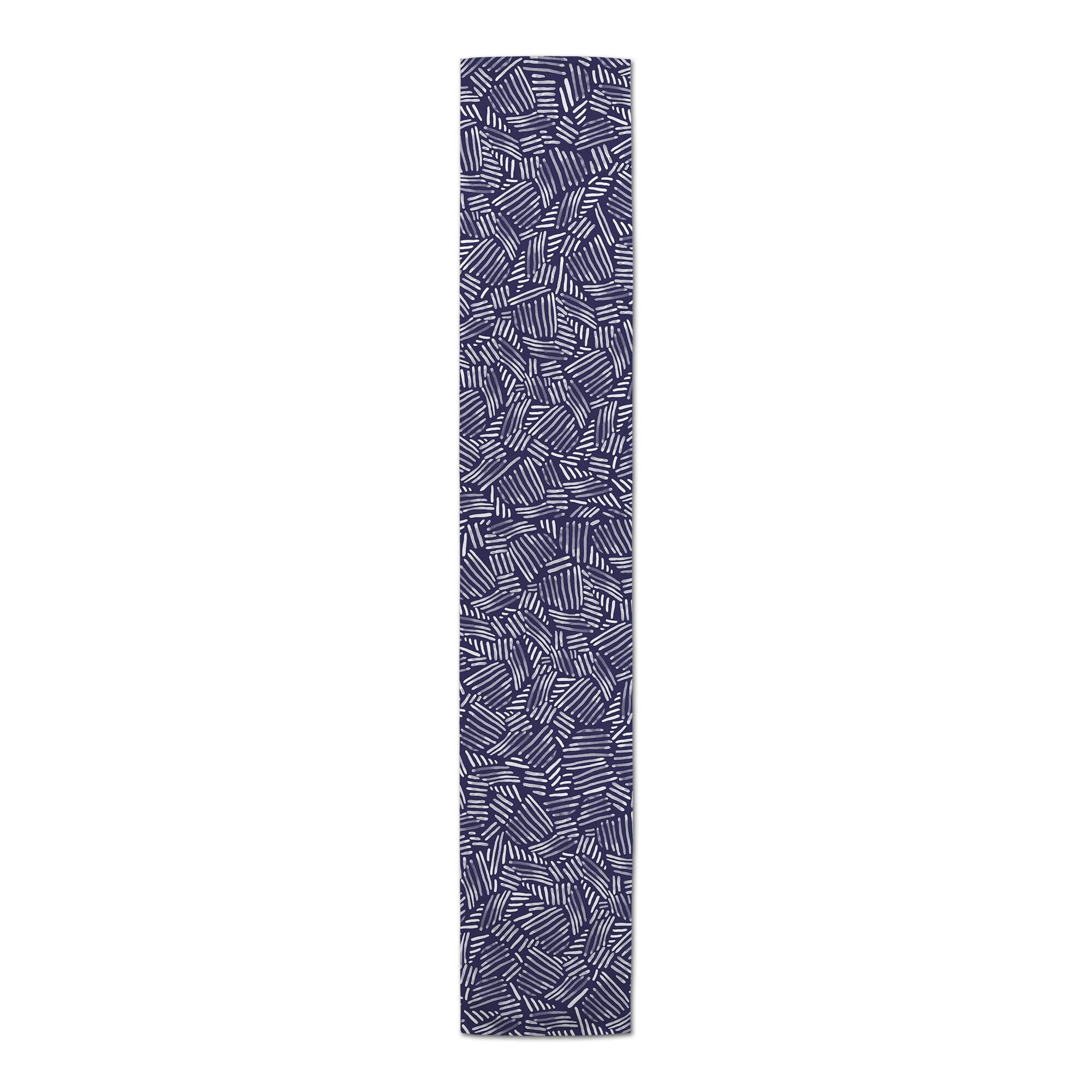 Navy Watercolor Hash Line Outdoor Table Runner
