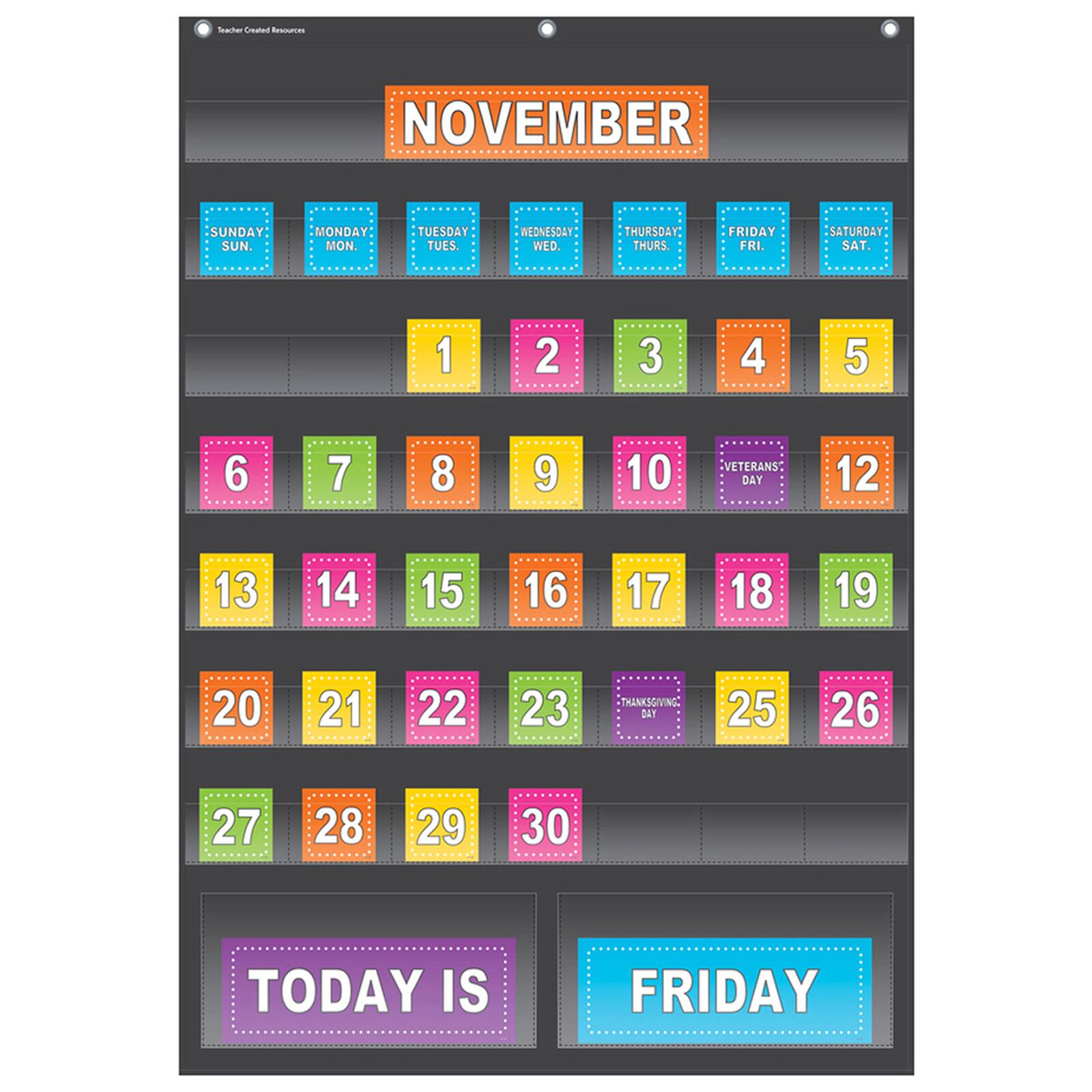 Teacher Created Resources Black Calendar Pocket Chart