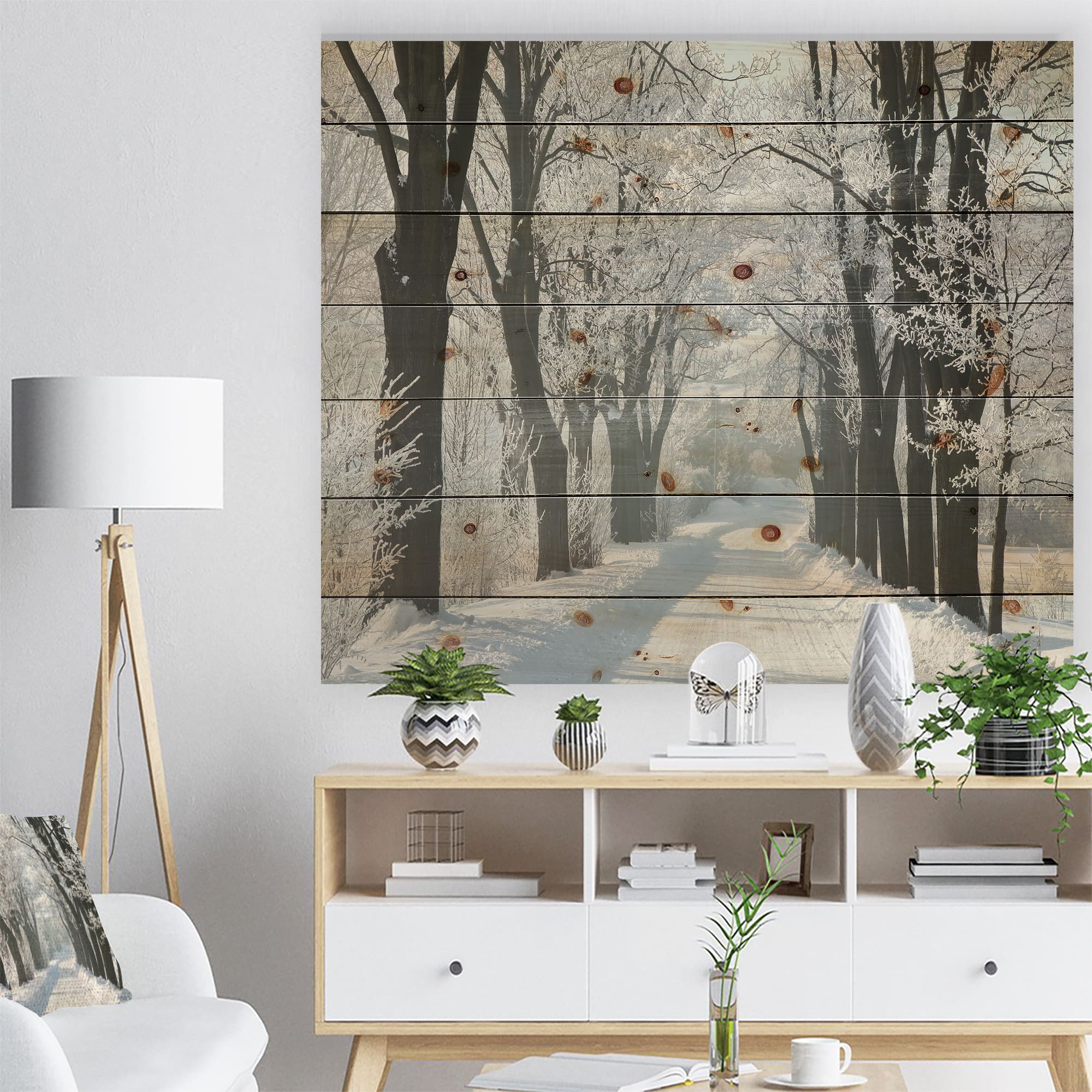 Designart - Country Road Between Foggy Trees