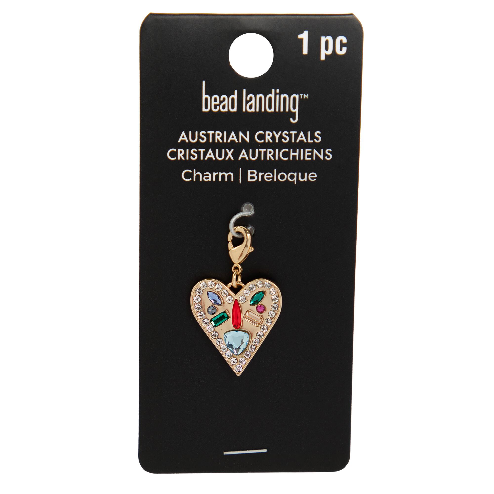 Gold Rainbow Gem Heart Austrian Crystal Charm by Bead Landing™