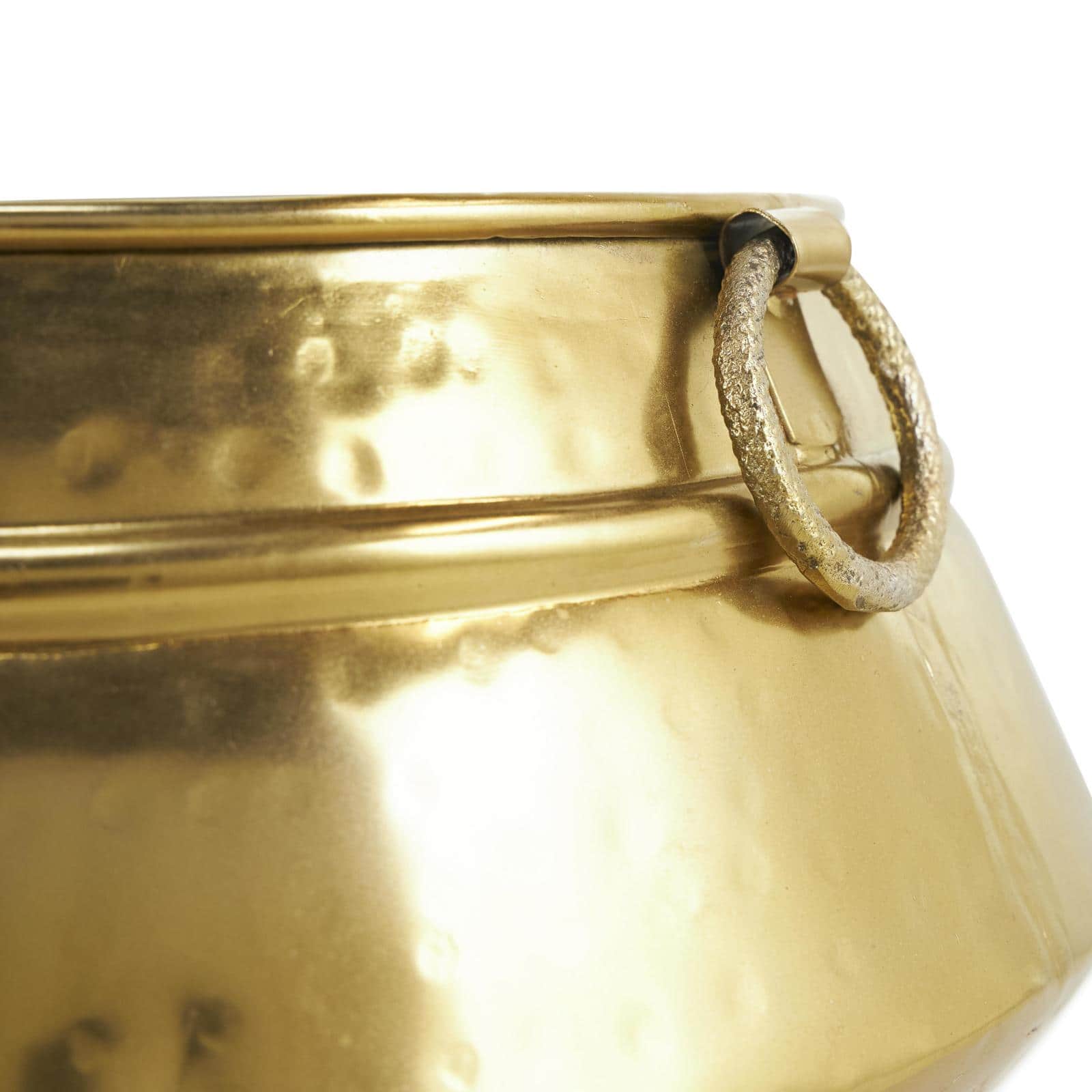 Gold Metal Scroll Foot Hammered Pot Planter Set