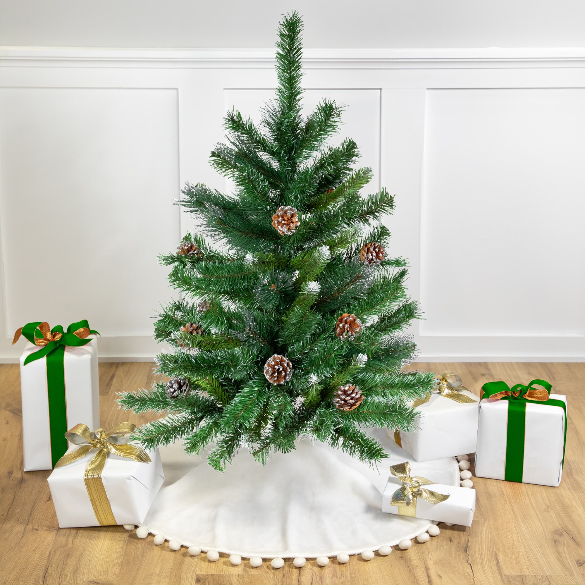 3ft. Unlit Two Tone Buckeye Glitter Pine Artificial Christmas Tree