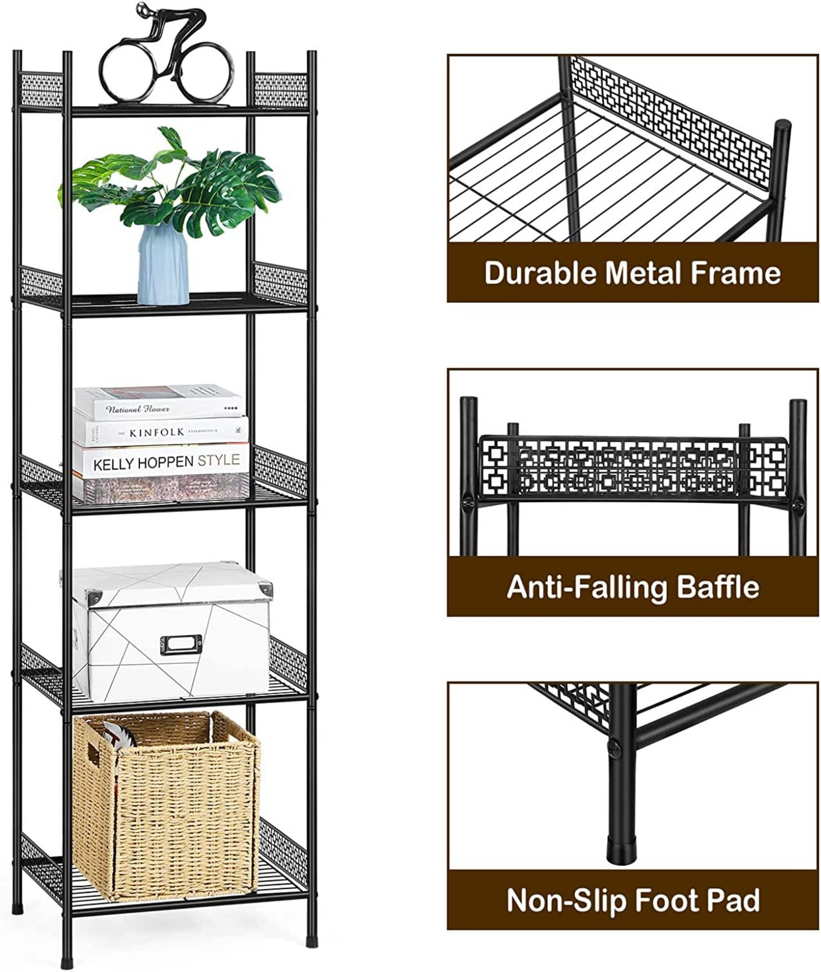 NEX™ 57" Black 5-Tier Wire Storage Organizer