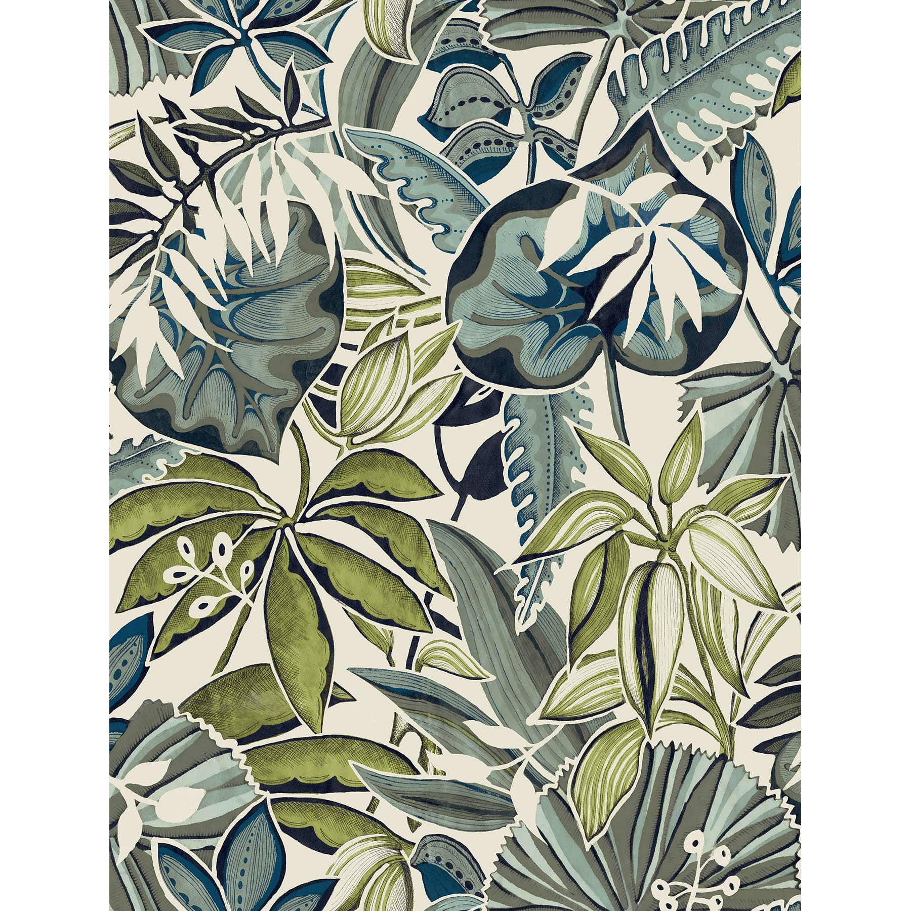 Caroline et Bettina Slate Feuilles Peel & Stick Wallpaper