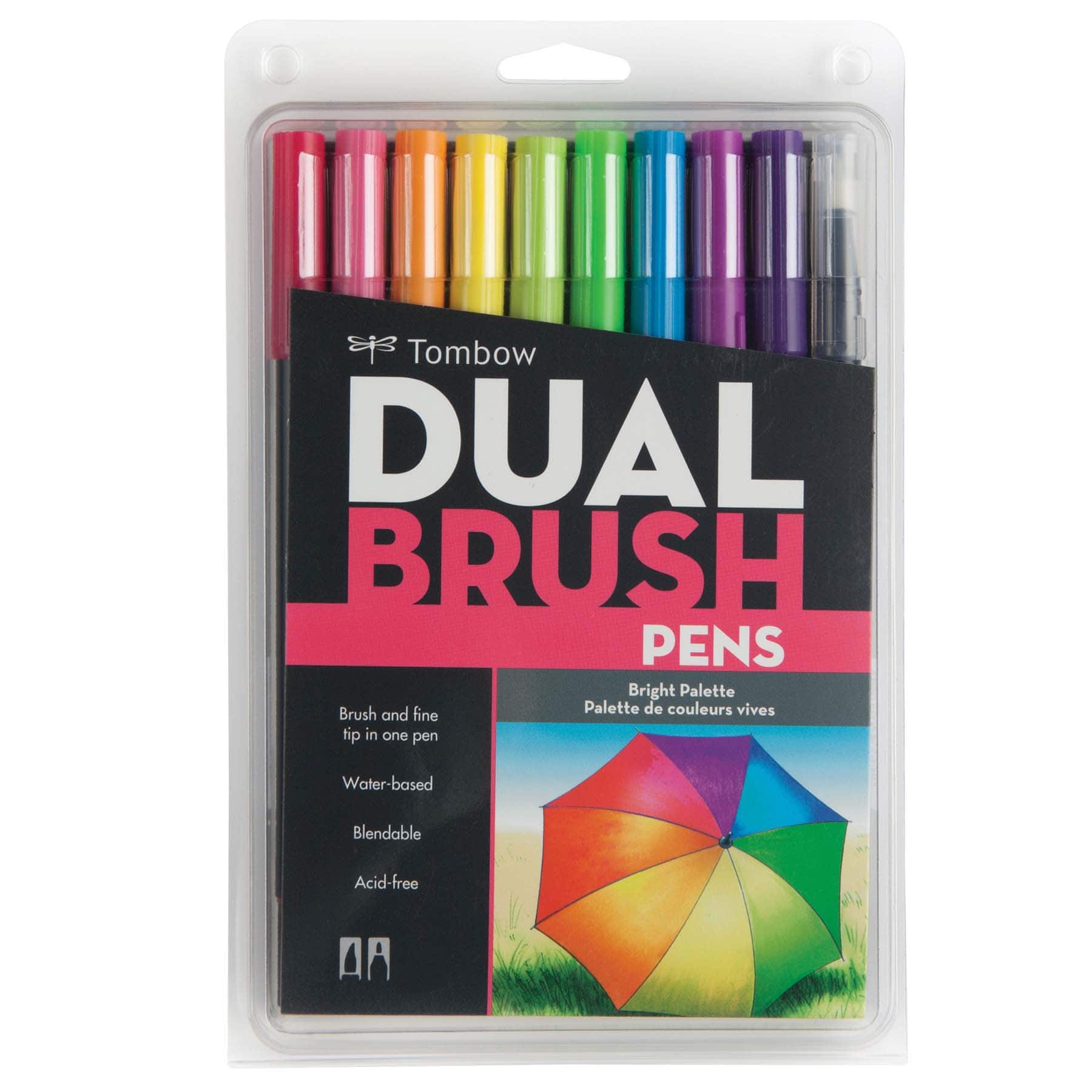 9 Packs: 10 ct. (90 total) Tombow Bright Dual Brush Pen Set