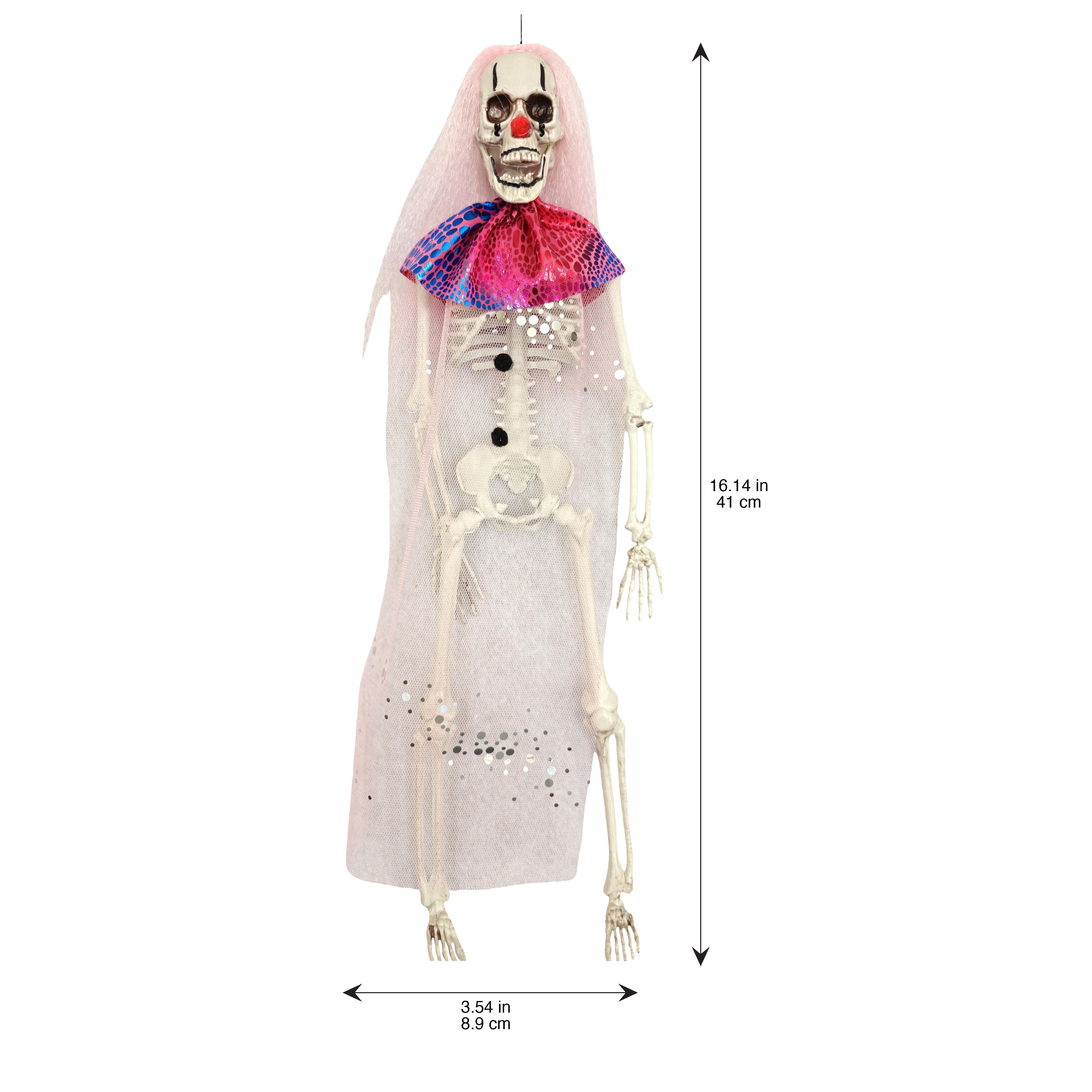 16" Pink Hair Hanging Clown Skeleton by Ashland®