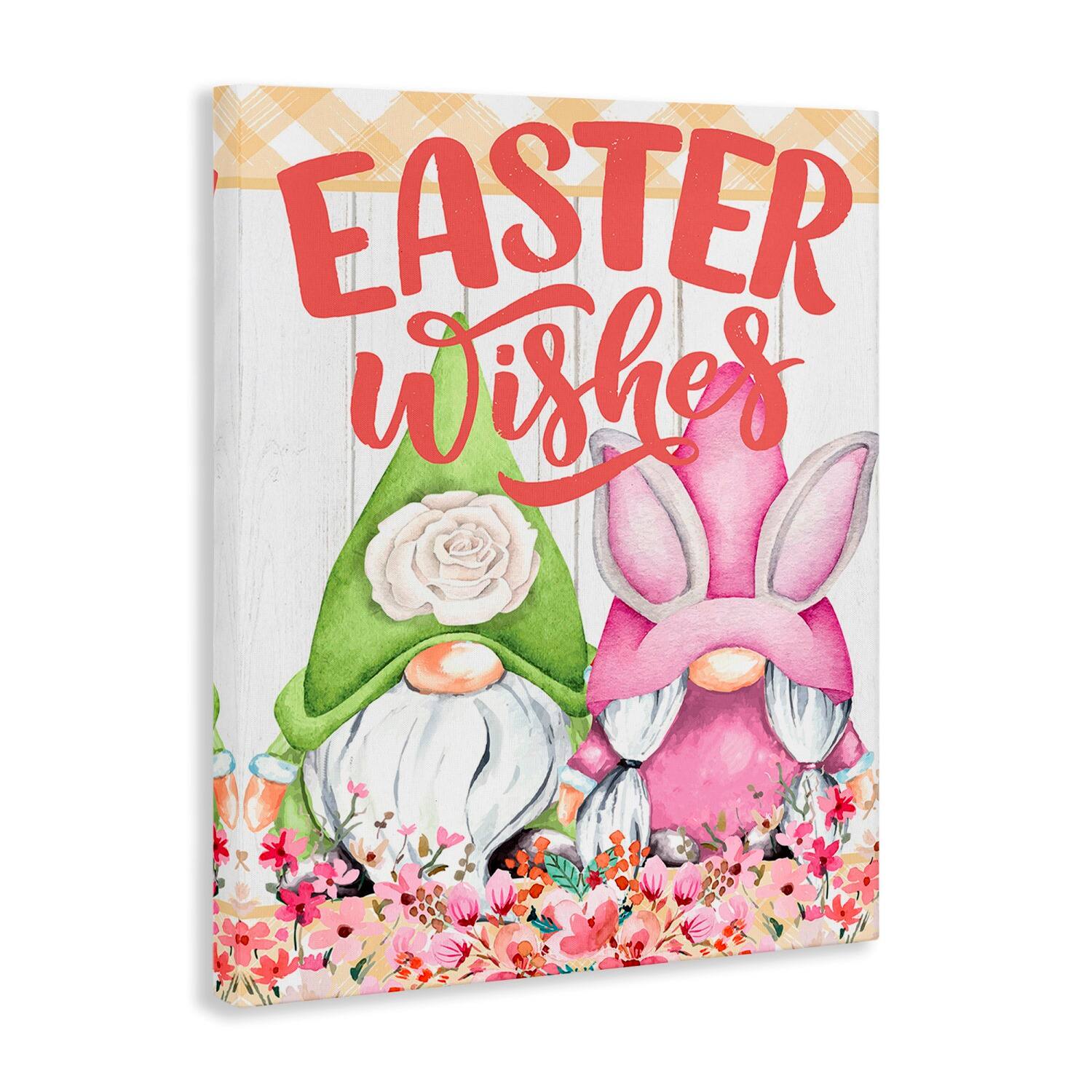 Stupell Industries Easter Wishes Gnomes Canvas Wall Art