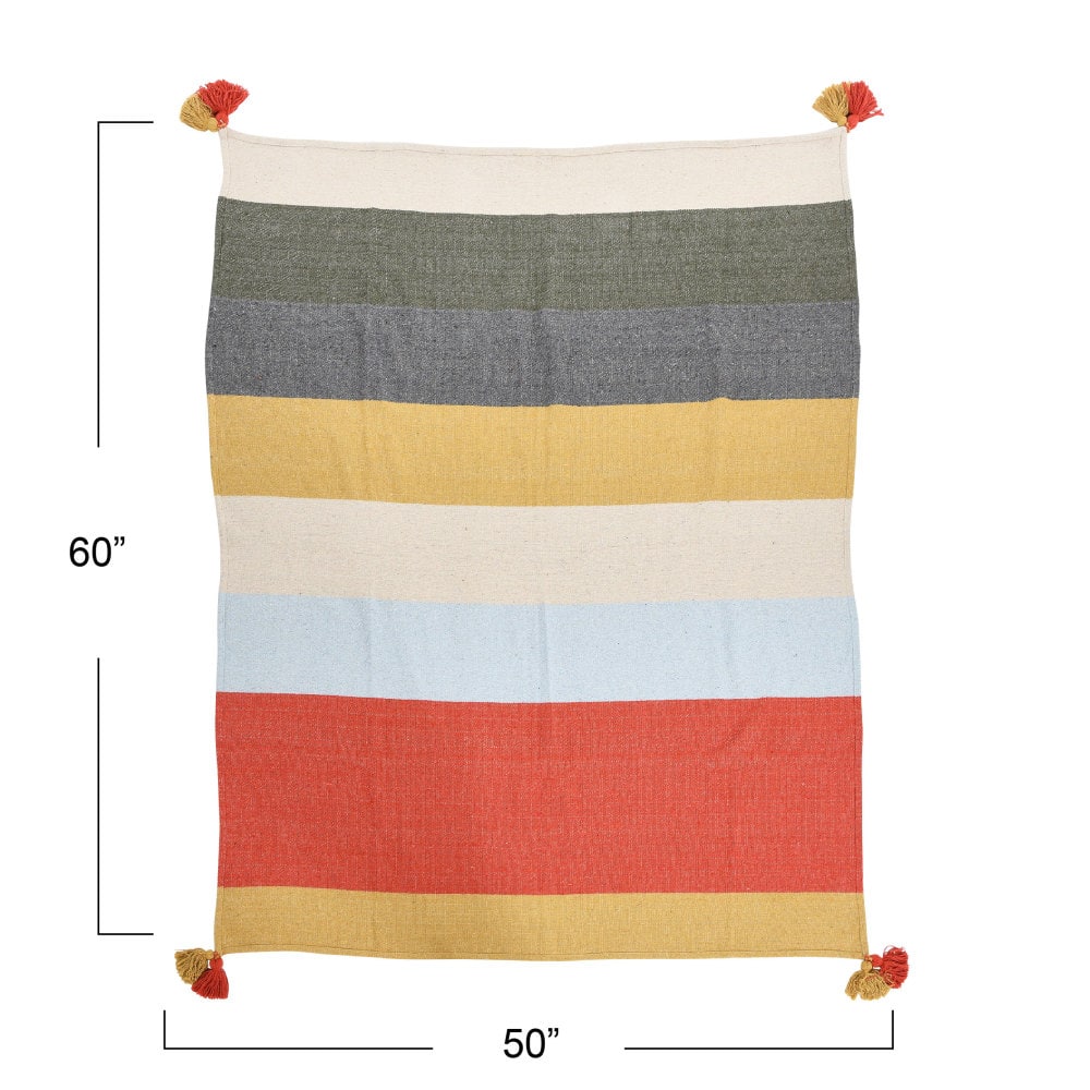 Hello Honey® Striped Cotton Throw Blanket with Tassels