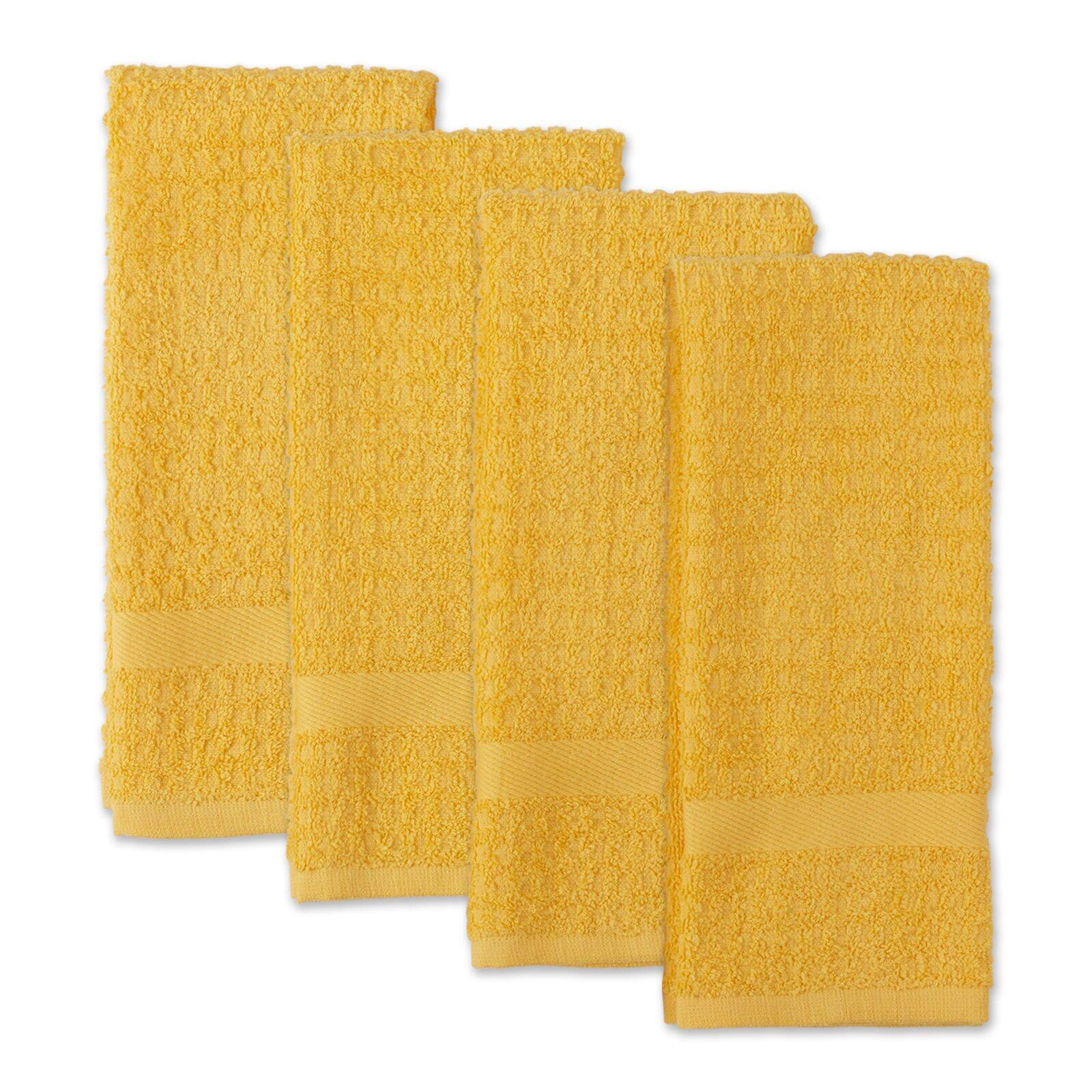 DII® Solid Yellow Waffle Terry Dishtowel, 4ct.