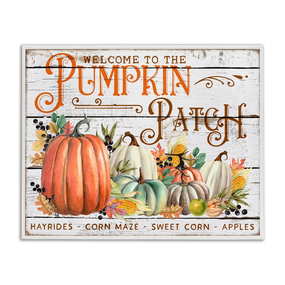 Stupell Industries Welcome Pumpkin Patch Framed Giclee Art