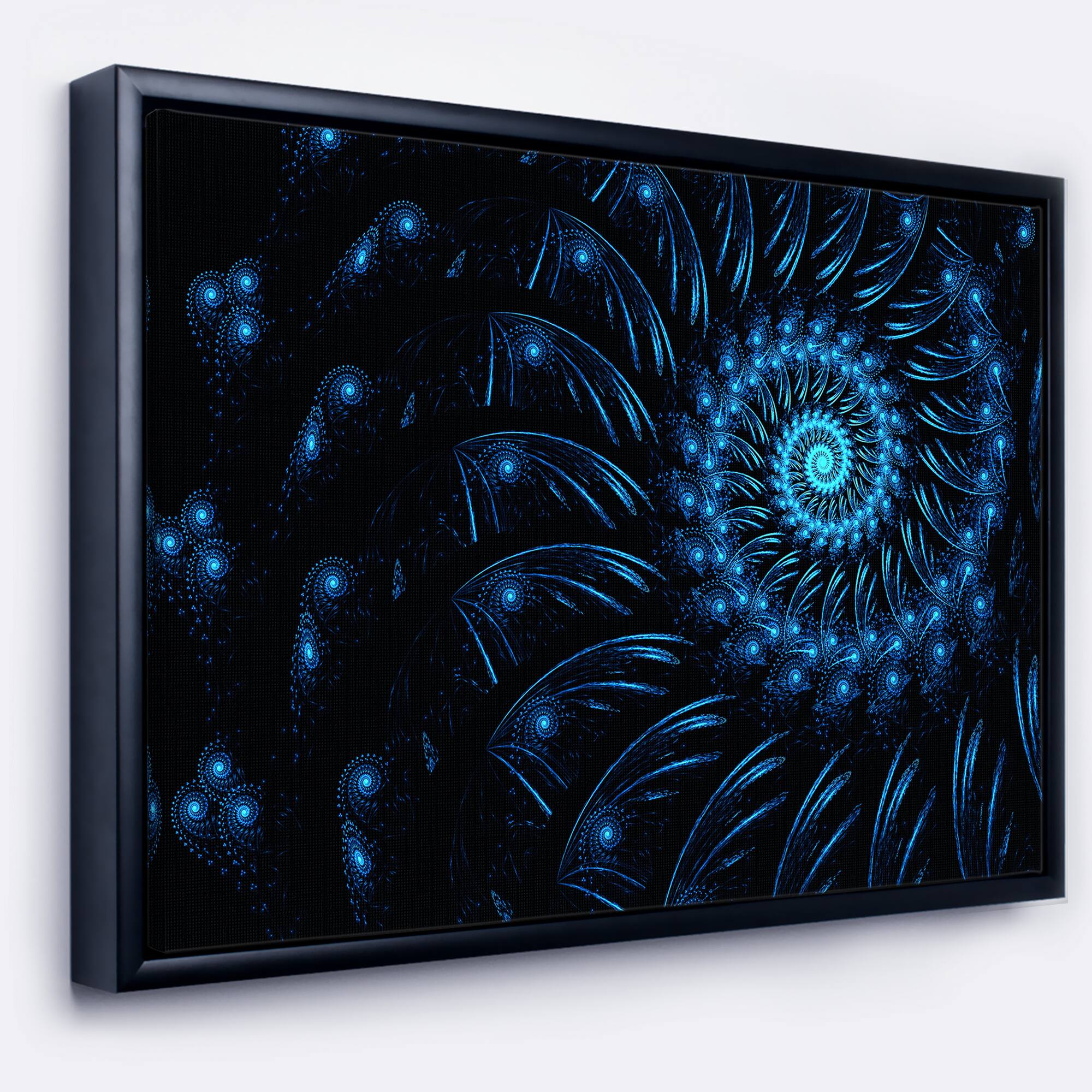 Designart - Endless Spiral Snail Blue - Abstract Canvas art print in Black Frame