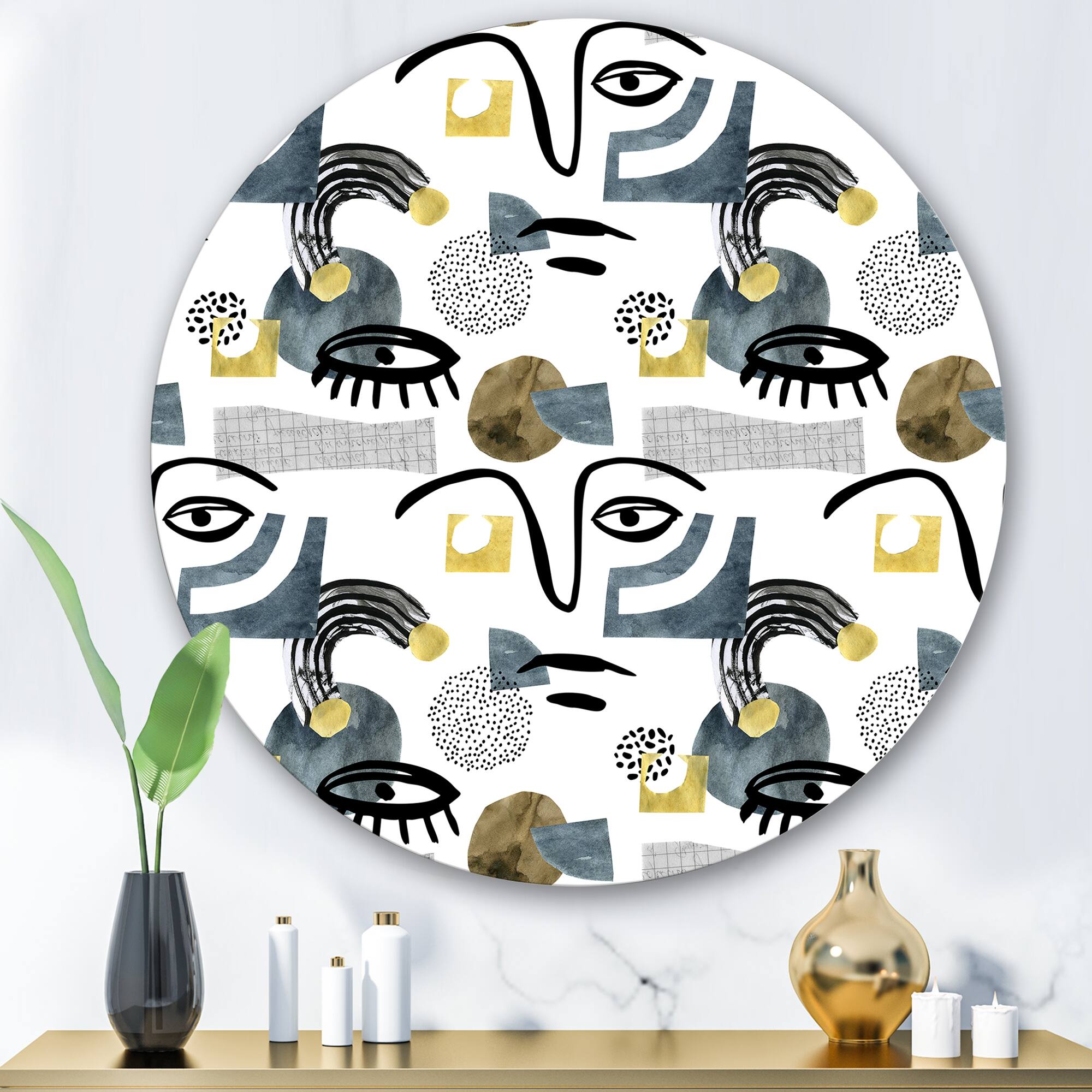 Designart - Collage of Eyes & Doodles In Contemporary Style I