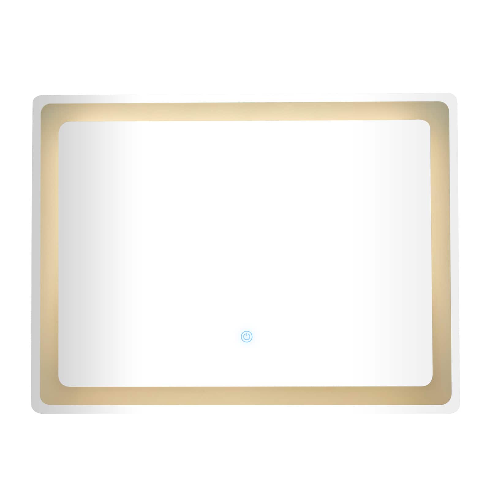 Clear Glass Modern LED Mirror, 32" x 1" x 24"